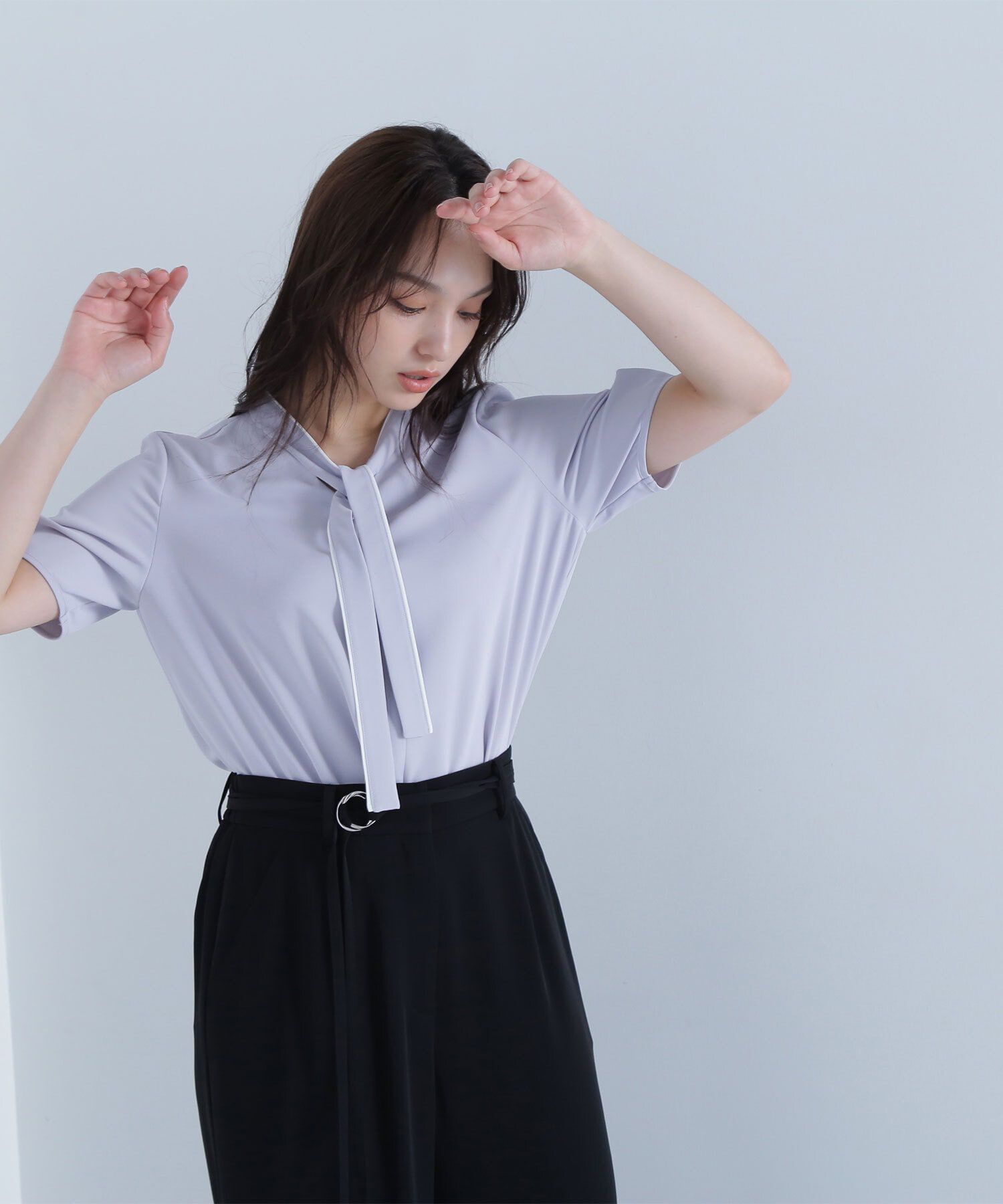  「バイカラーナローボウタイブラウス」|シャツ・ブラウス|