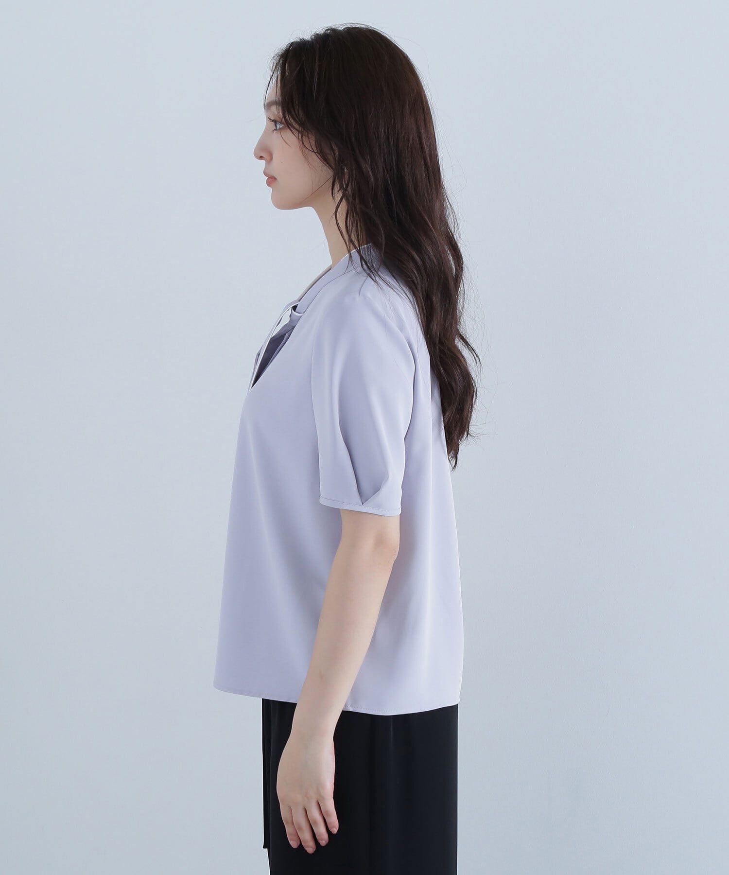  「バイカラーナローボウタイブラウス」|シャツ・ブラウス|