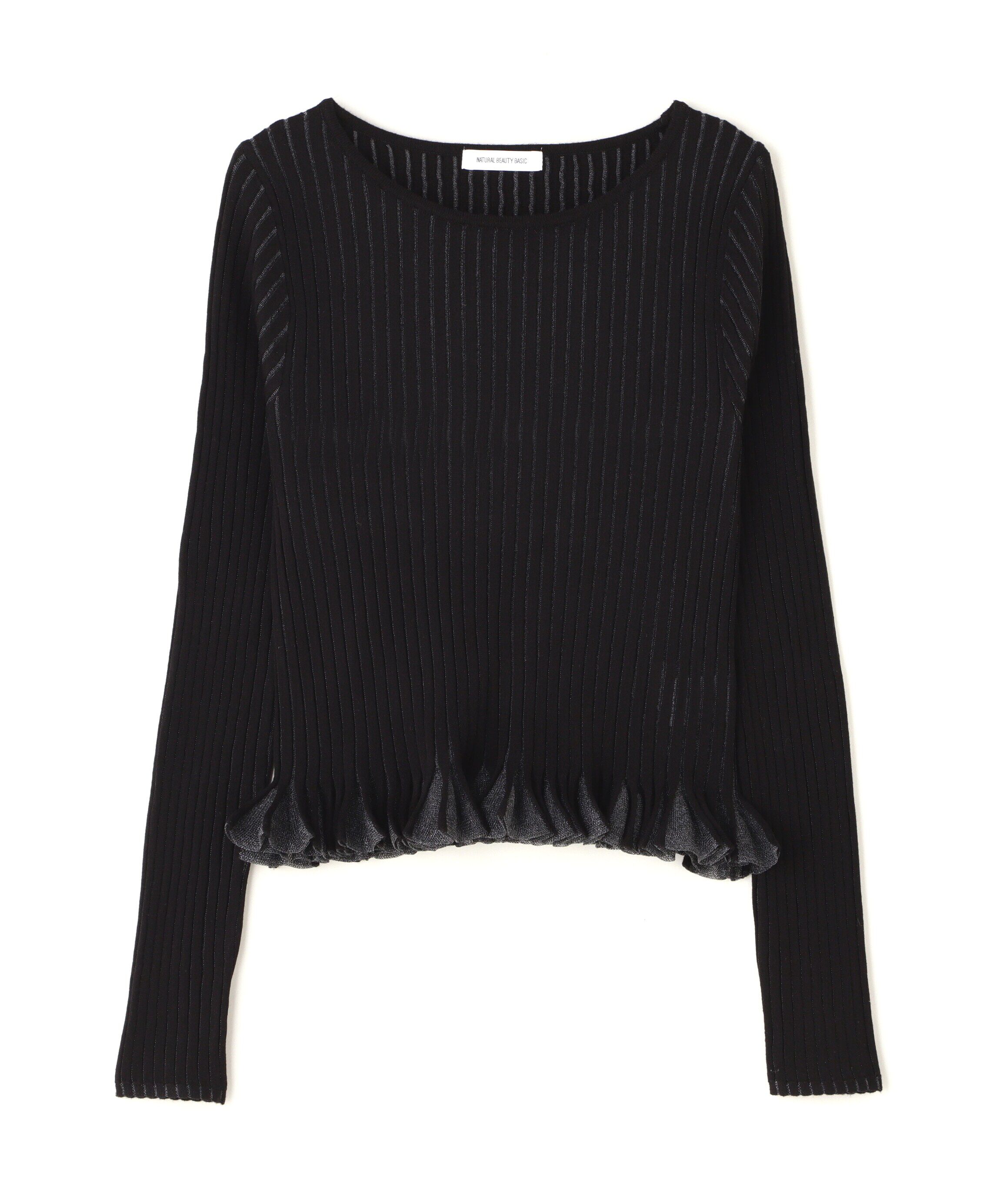  「シアーフリルヘムリブニット」|ニット・セーター|