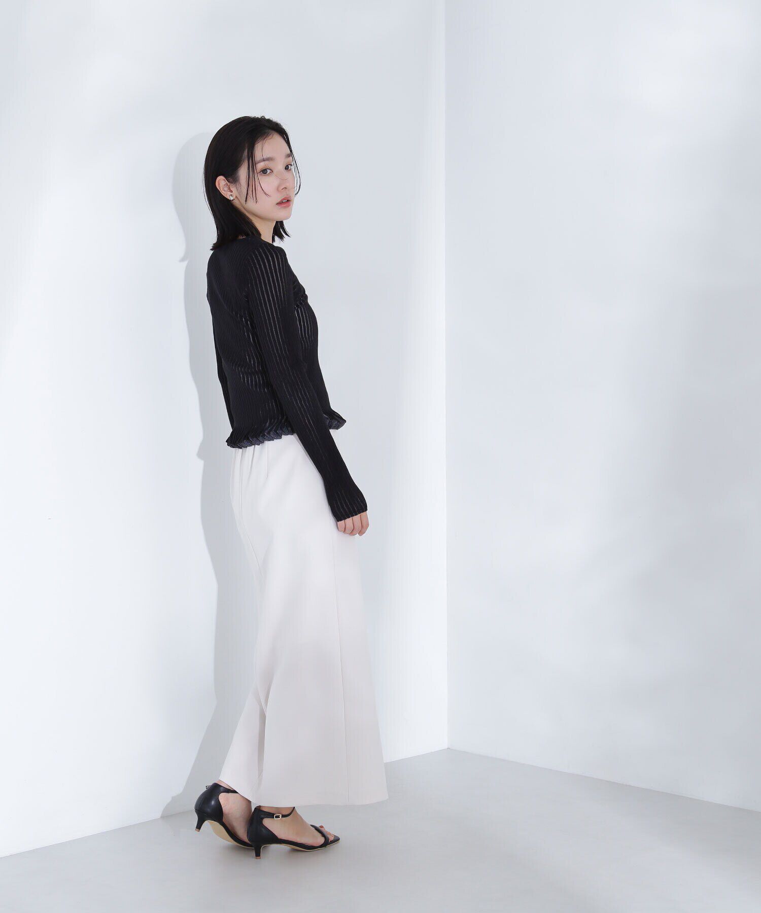  「シアーフリルヘムリブニット」|ニット・セーター|