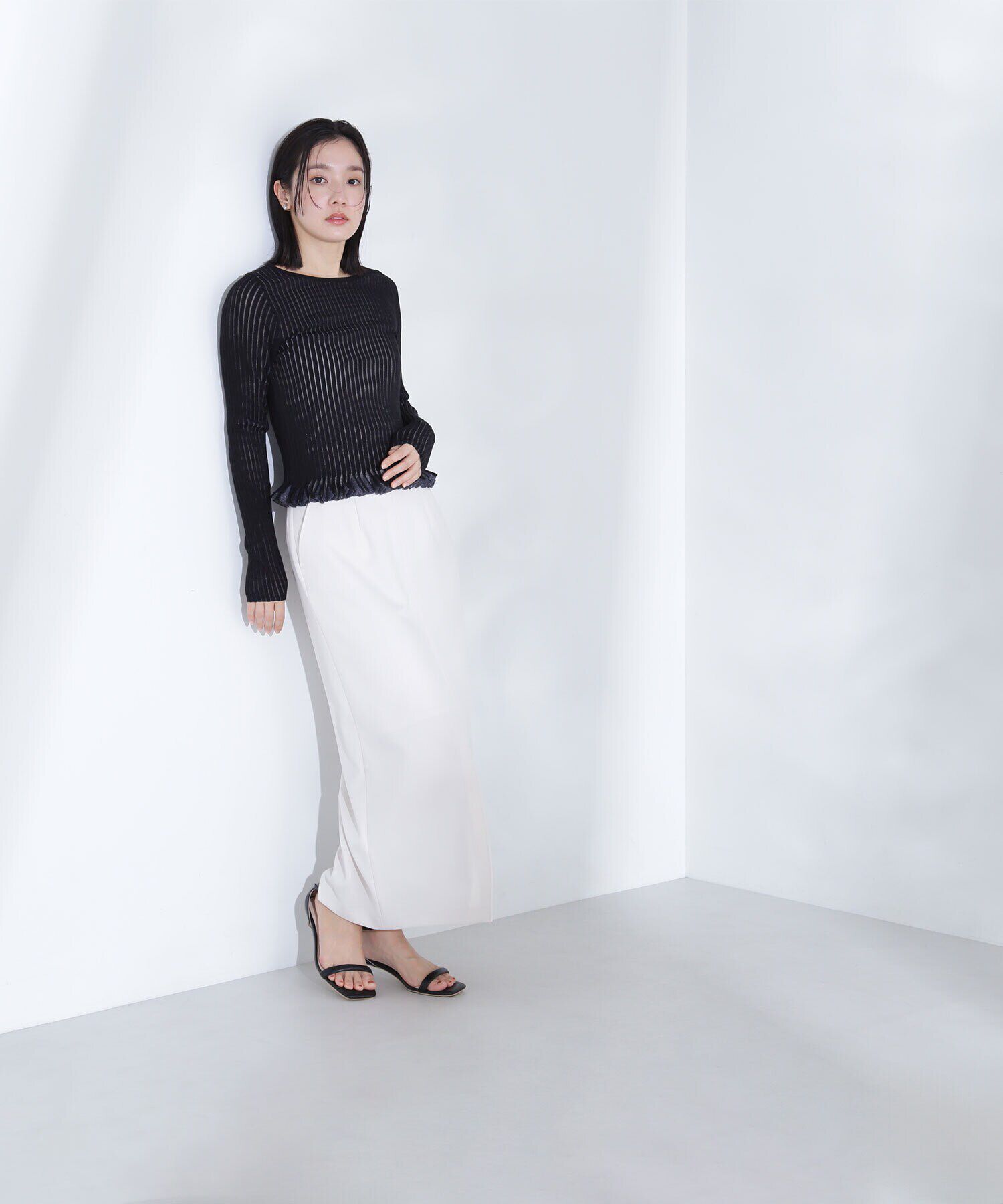  「シアーフリルヘムリブニット」|ニット・セーター|