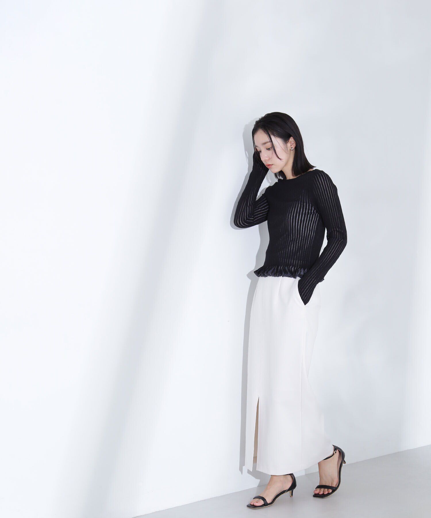  「シアーフリルヘムリブニット」|ニット・セーター|