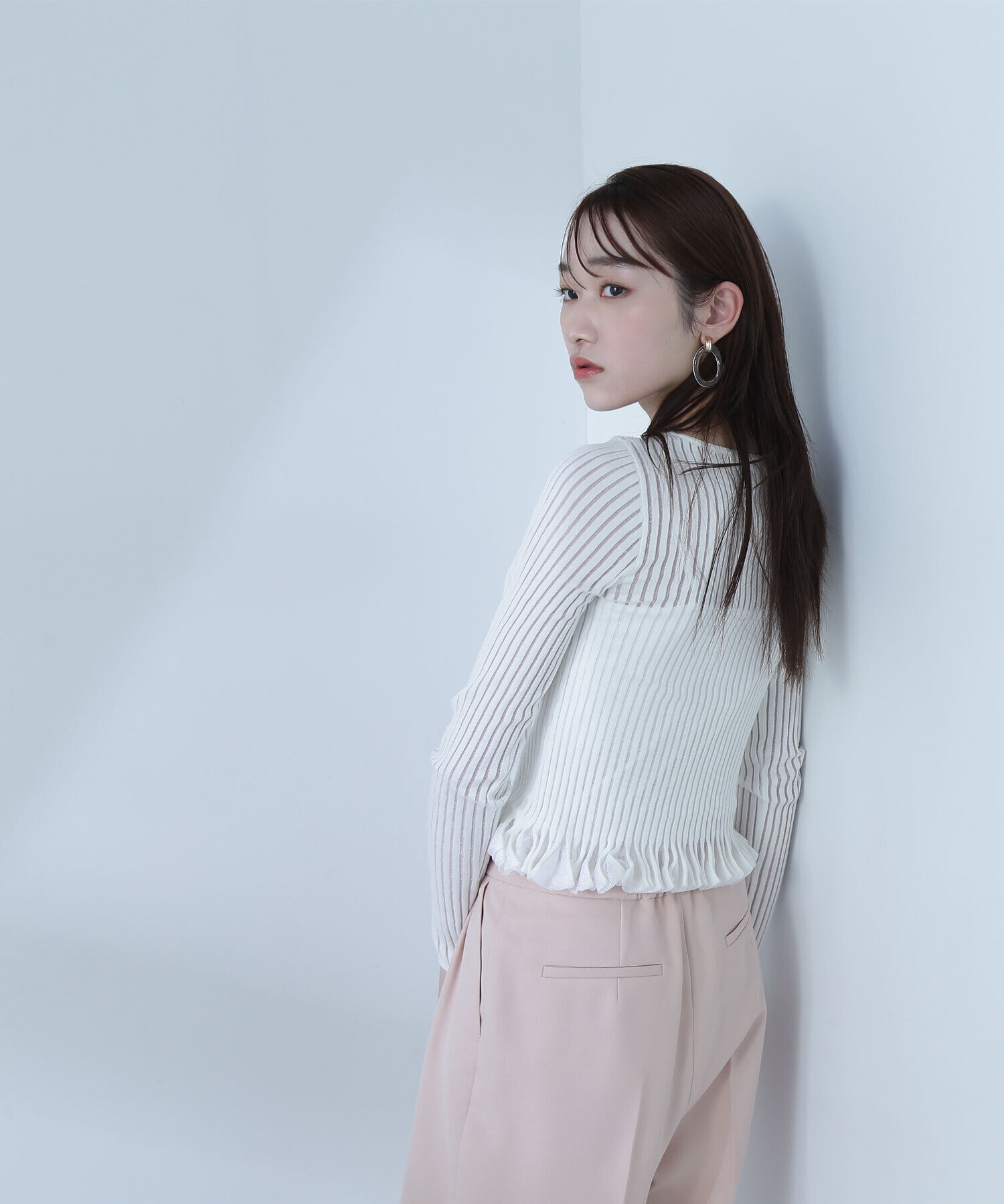  「シアーフリルヘムリブニット」|ニット・セーター|