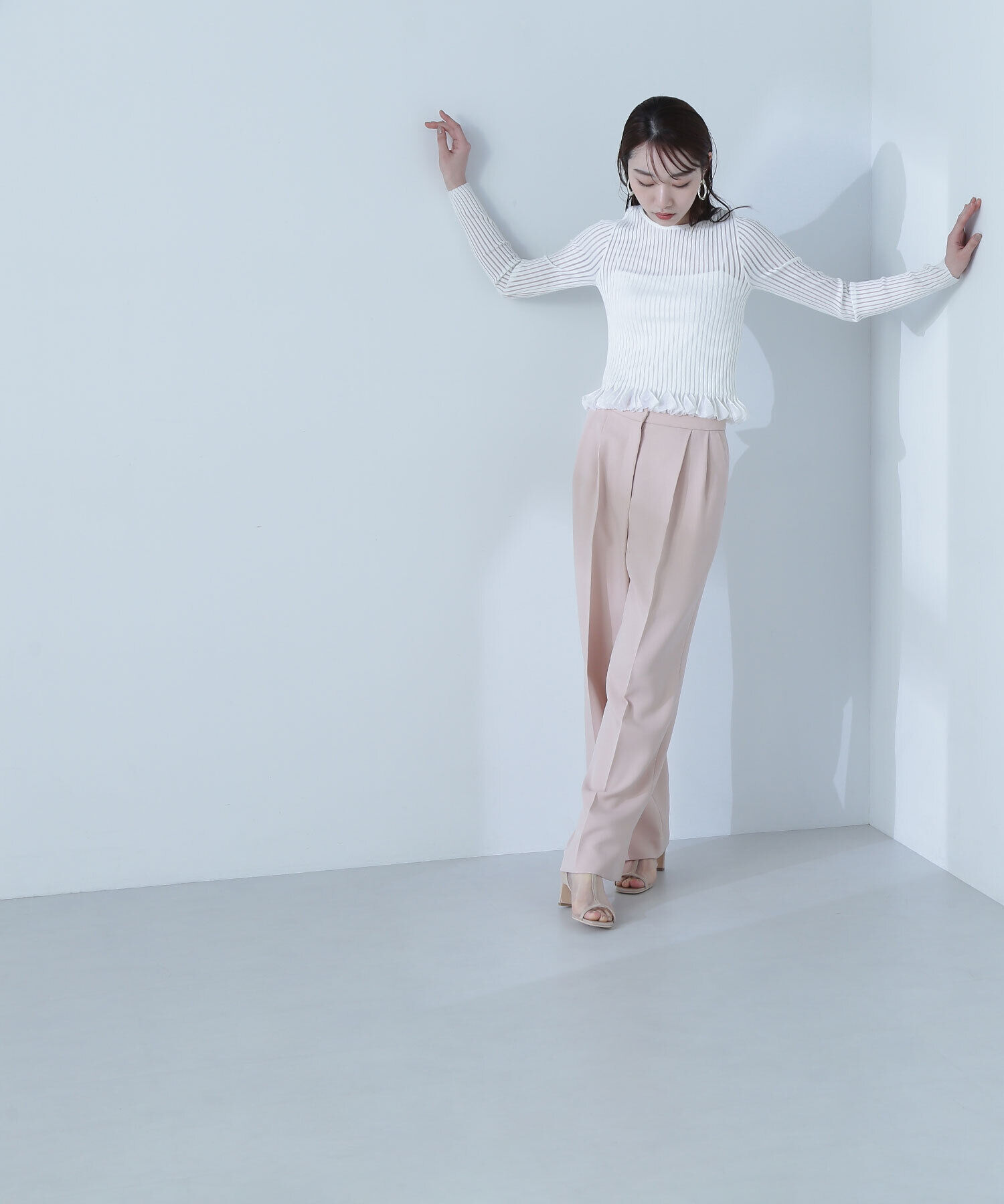  「シアーフリルヘムリブニット」|ニット・セーター|