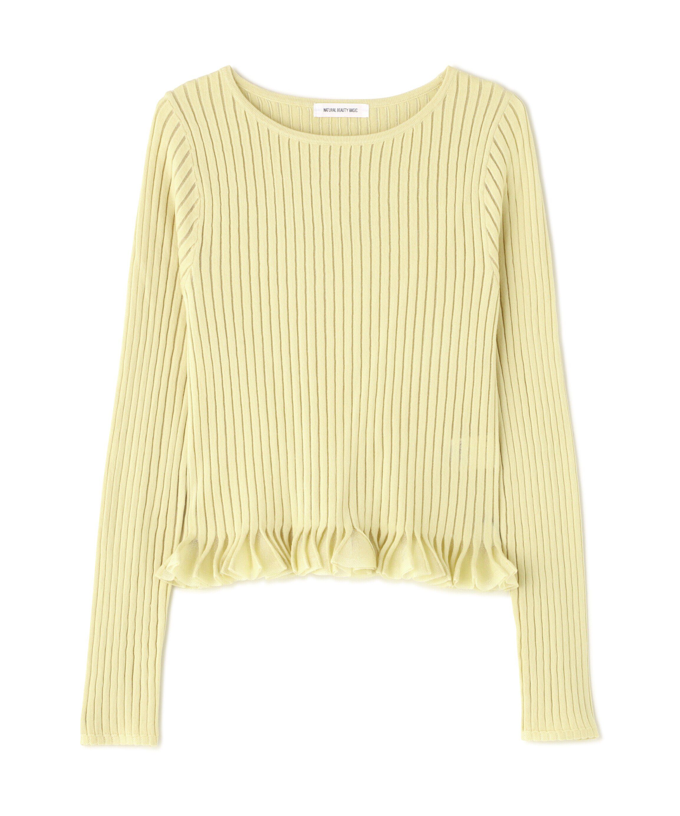  「シアーフリルヘムリブニット」|ニット・セーター|