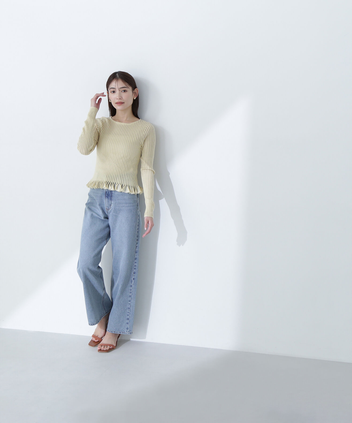  「シアーフリルヘムリブニット」|ニット・セーター|