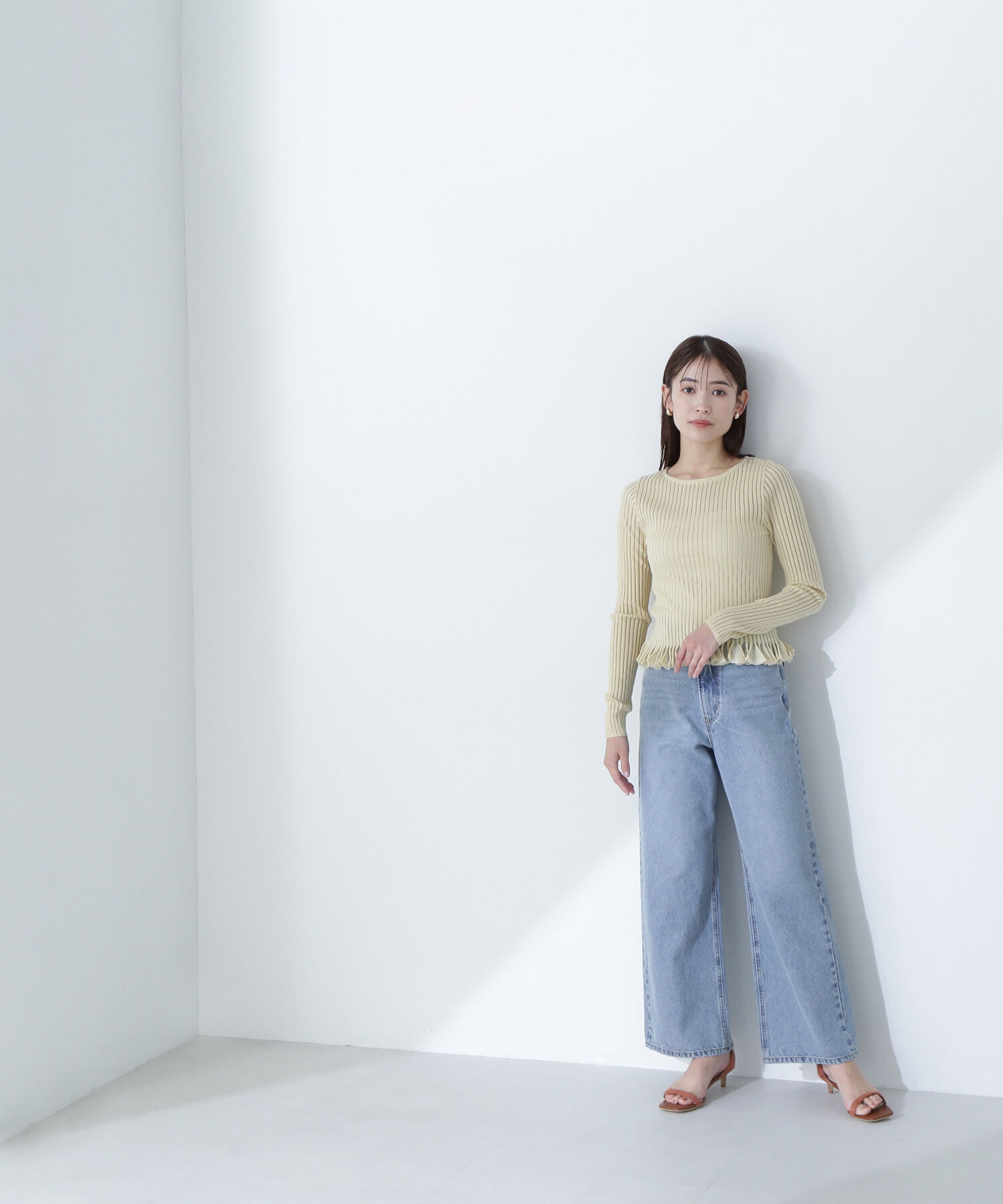  「シアーフリルヘムリブニット」|ニット・セーター|