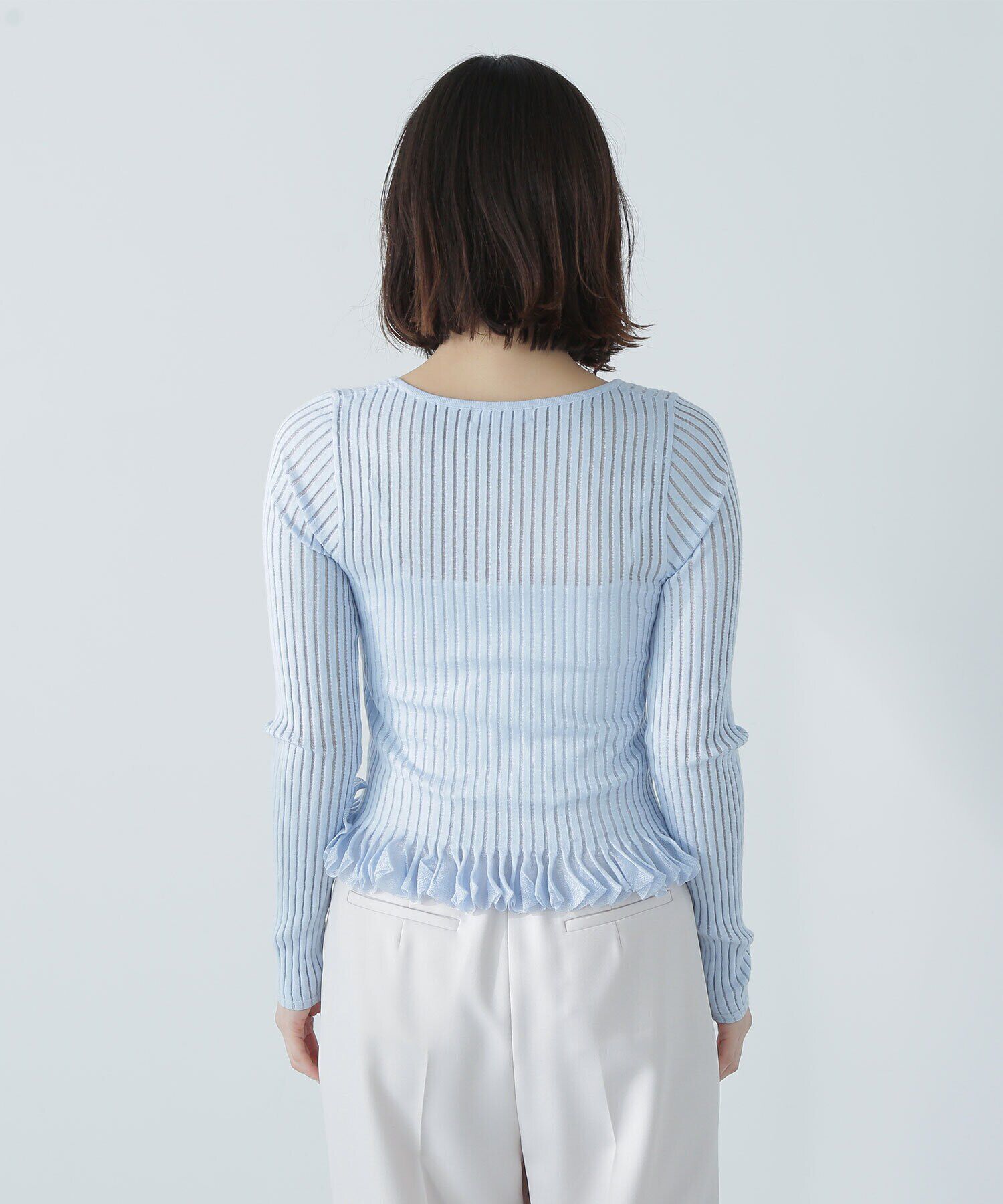  「シアーフリルヘムリブニット」|ニット・セーター|