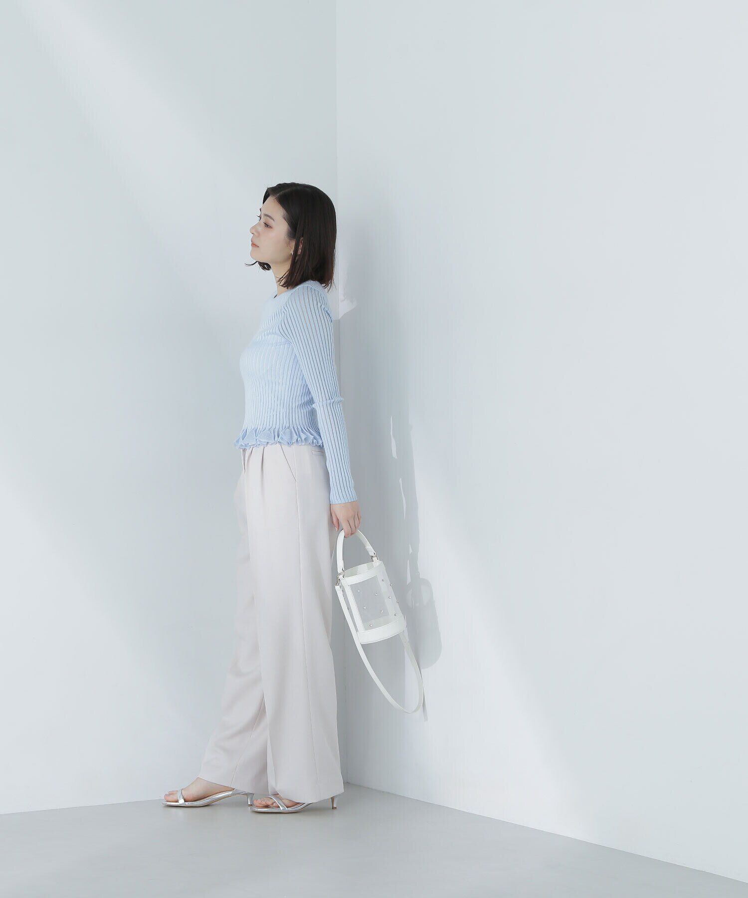  「シアーフリルヘムリブニット」|ニット・セーター|