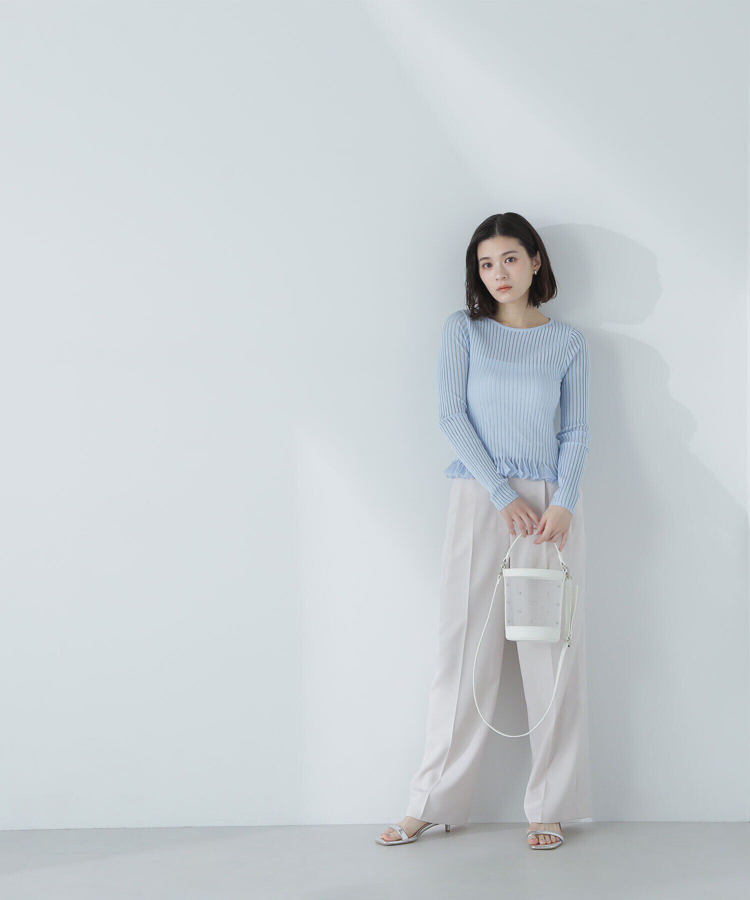  「シアーフリルヘムリブニット」|ニット・セーター|