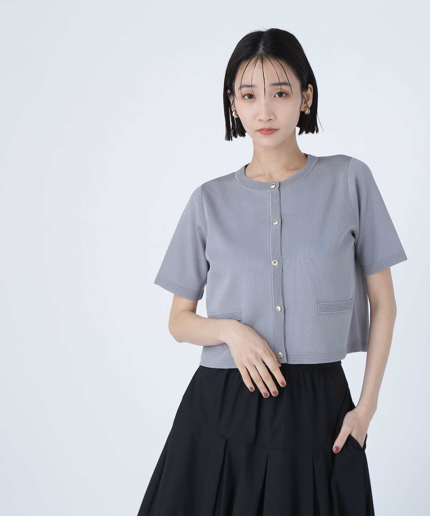  「シルクブレンドカーディガン半袖」|ニット・セーター|