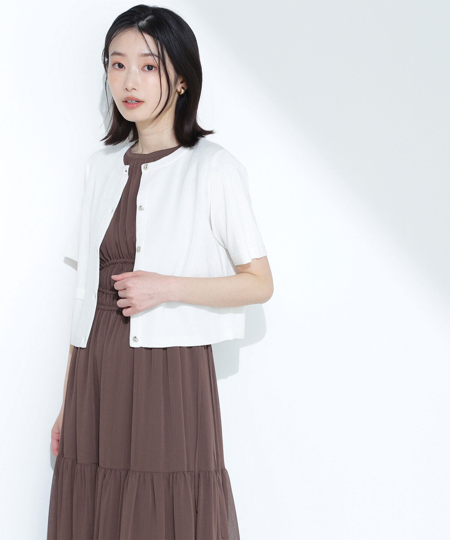  「シルクブレンドカーディガン半袖」|ニット・セーター|