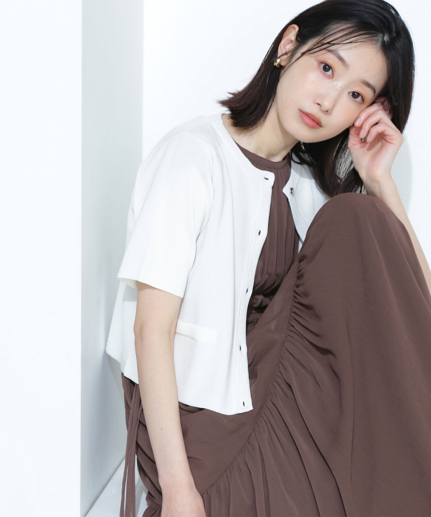  「シルクブレンドカーディガン半袖」|ニット・セーター|