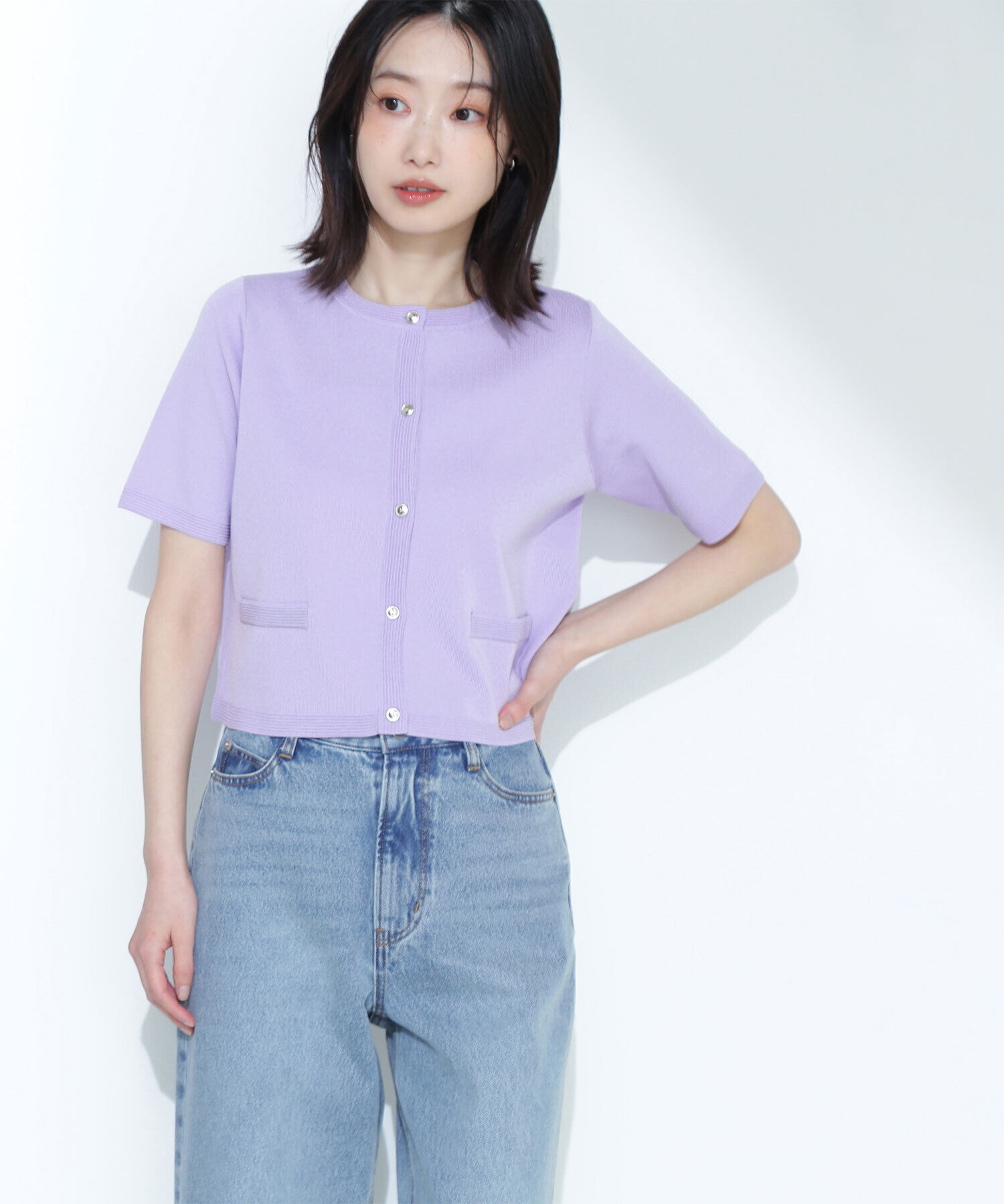  「シルクブレンドカーディガン半袖」|ニット・セーター|