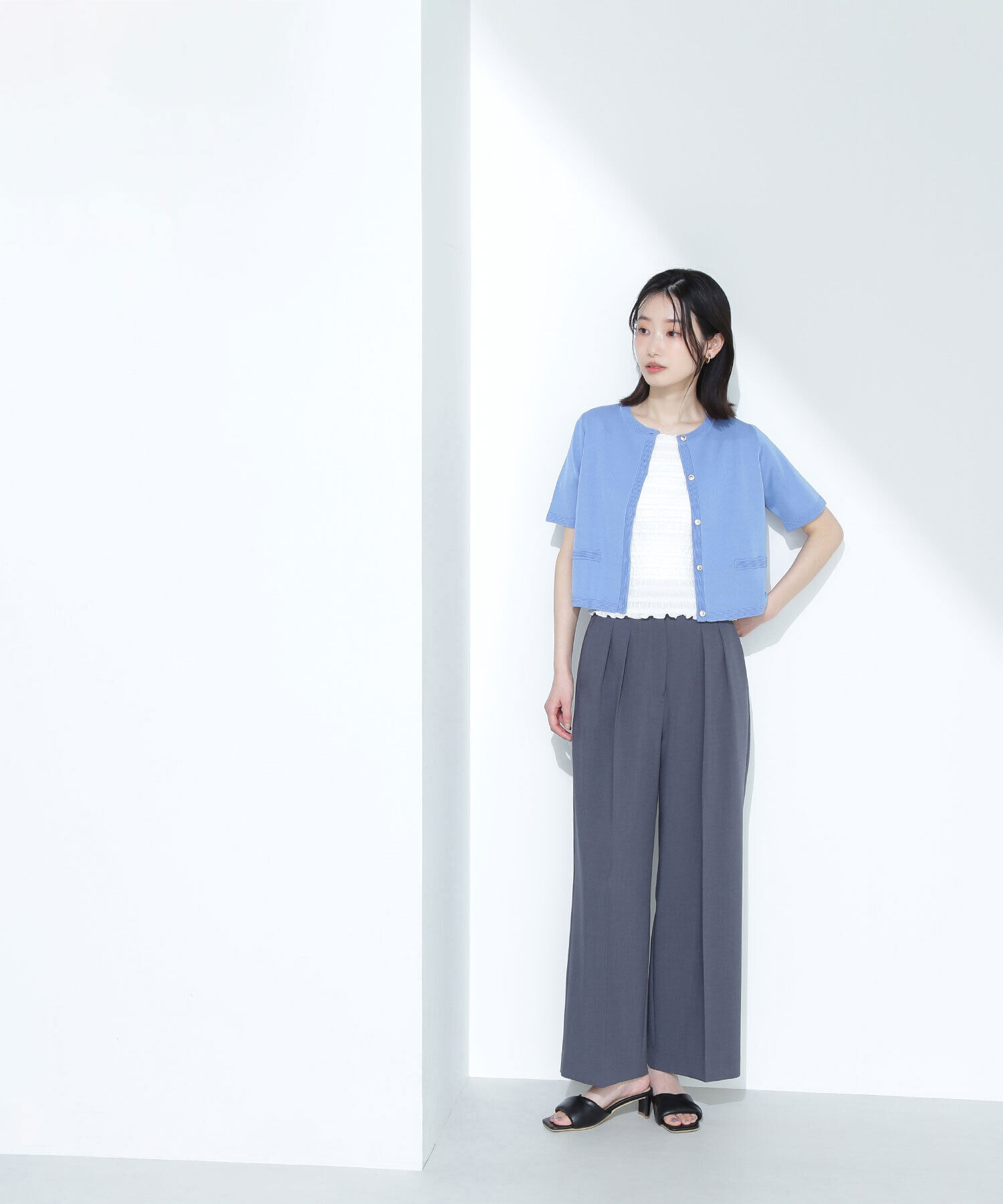  「シルクブレンドカーディガン半袖」|ニット・セーター|