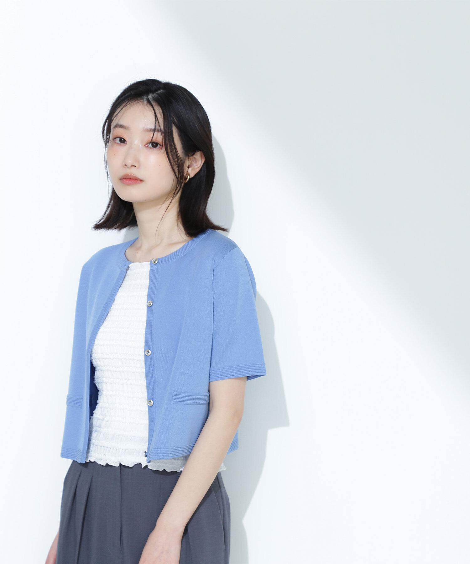  「シルクブレンドカーディガン半袖」|ニット・セーター|