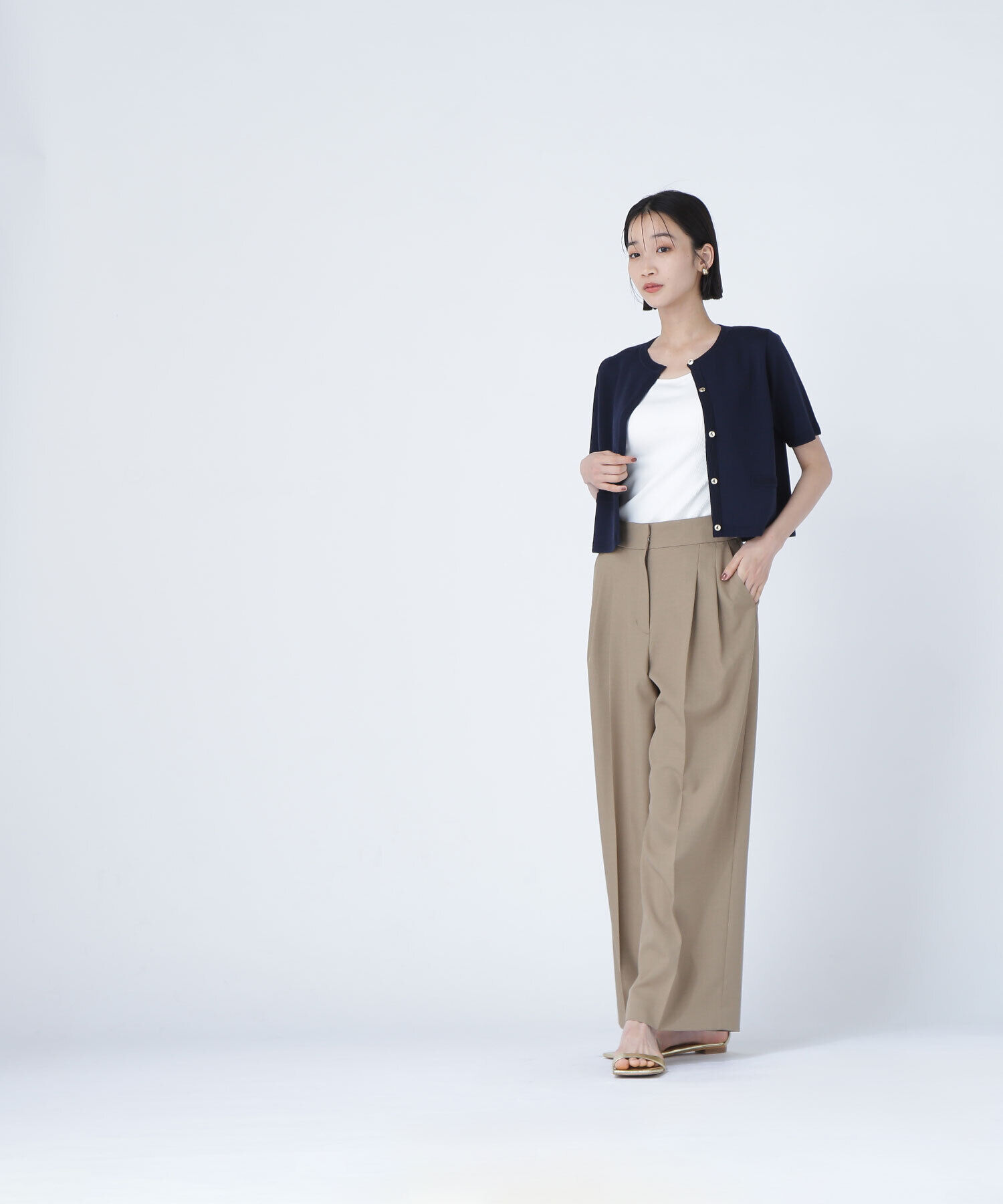  「シルクブレンドカーディガン半袖」|ニット・セーター|