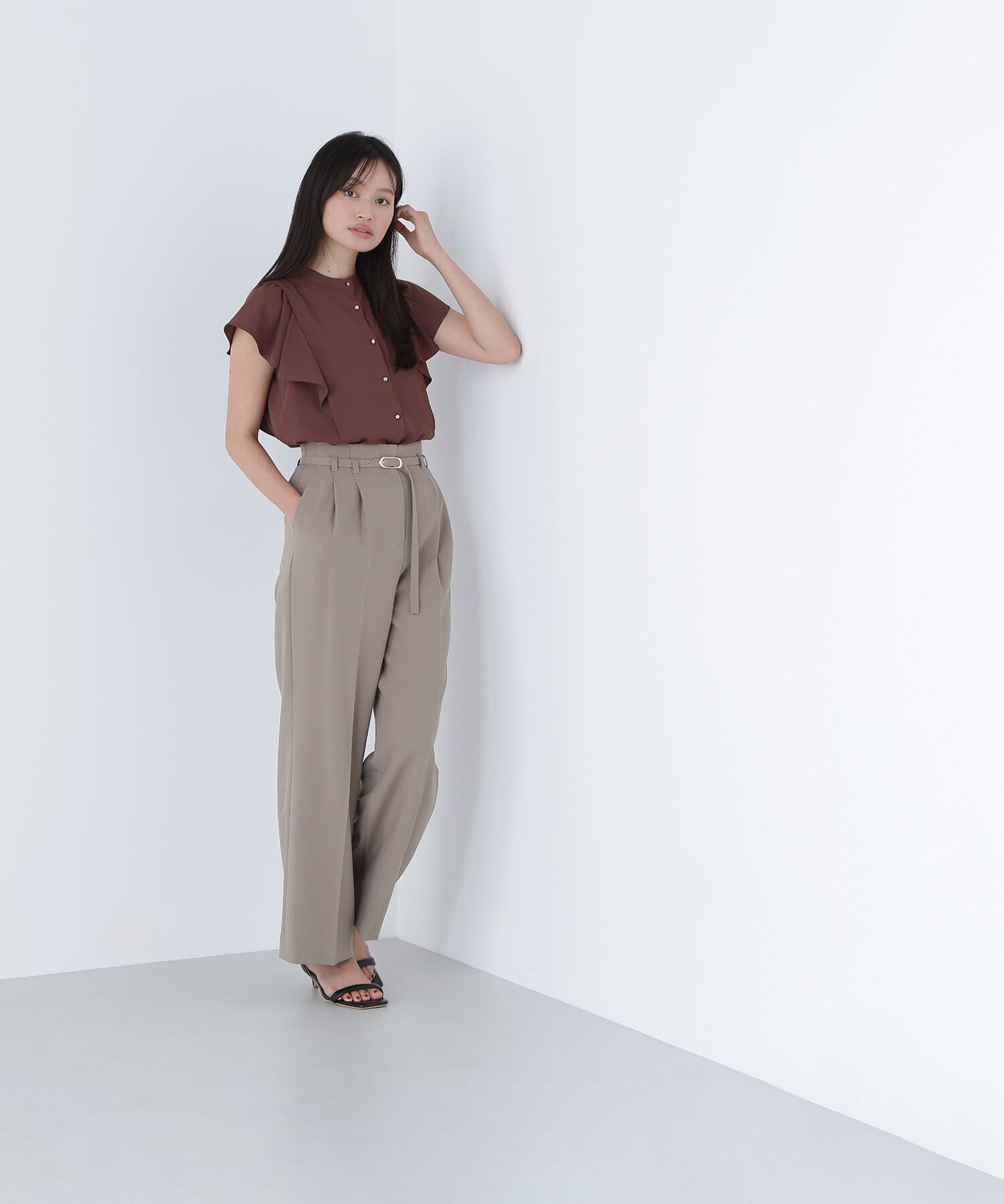  「メタルボタンフリルスリーブブラウス」|シャツ・ブラウス|