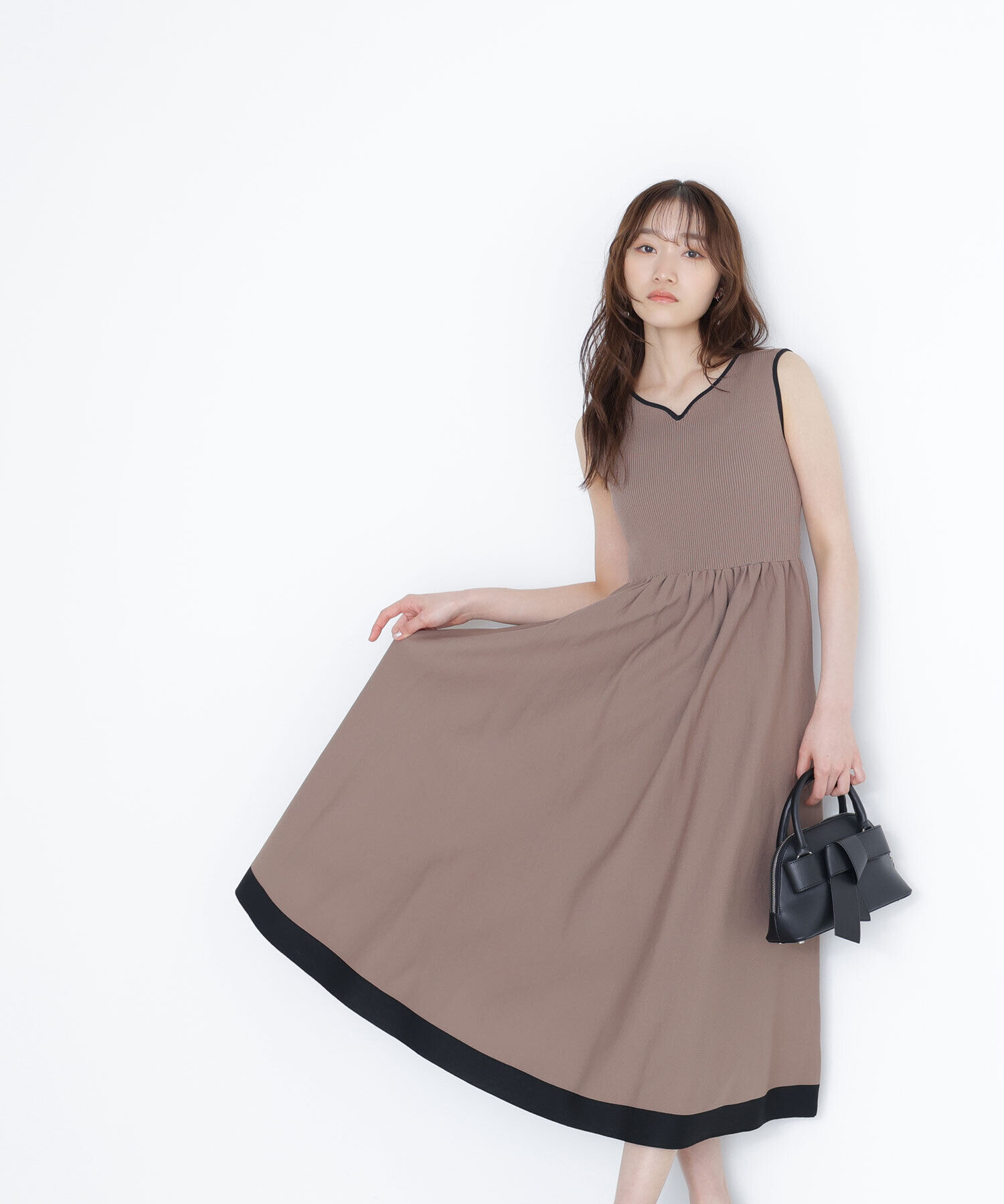  「バイカラーニュアンスネックニットワンピース」|ワンピース|