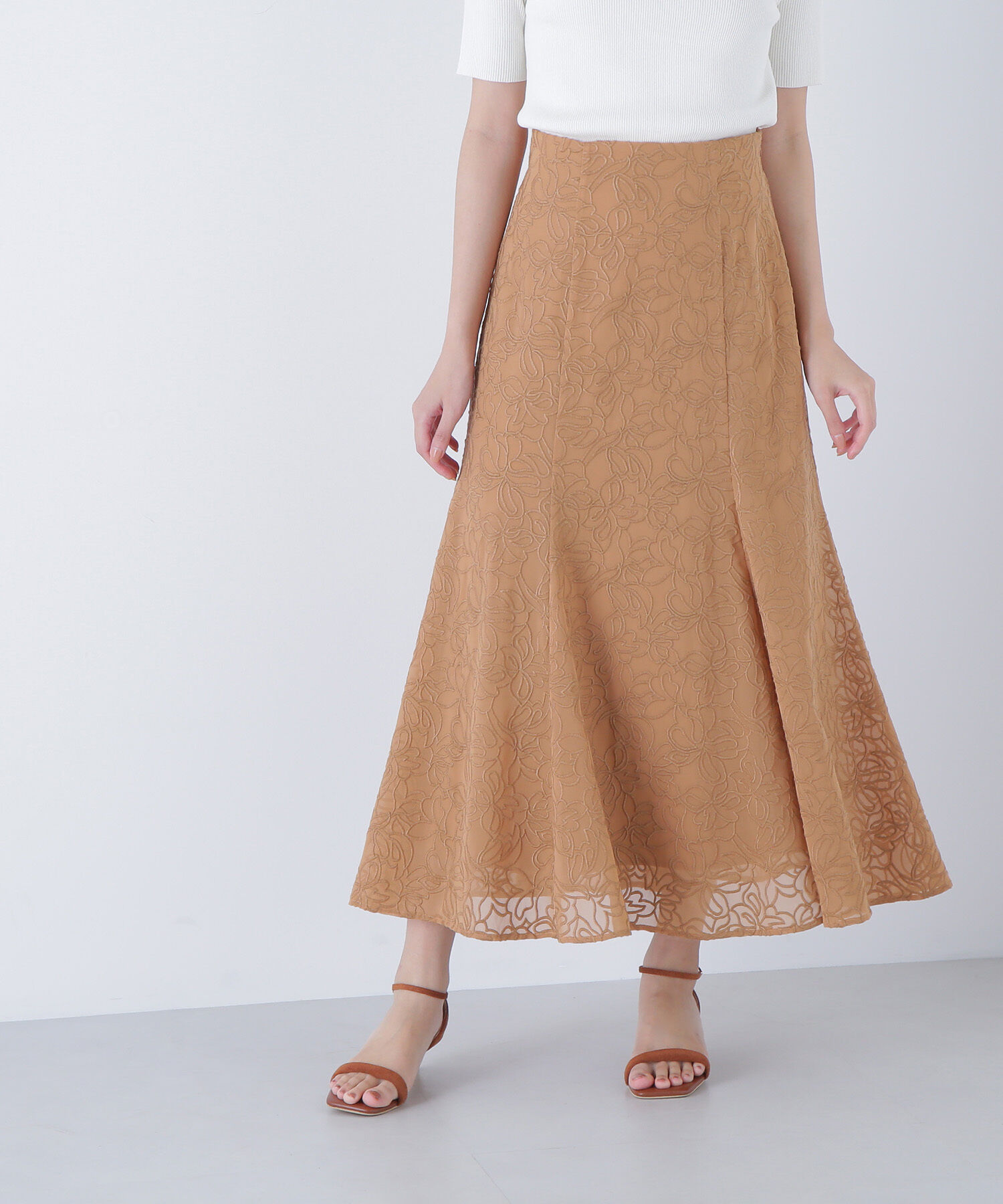  「フラワー刺繍マーメイドスカート」|スカート|