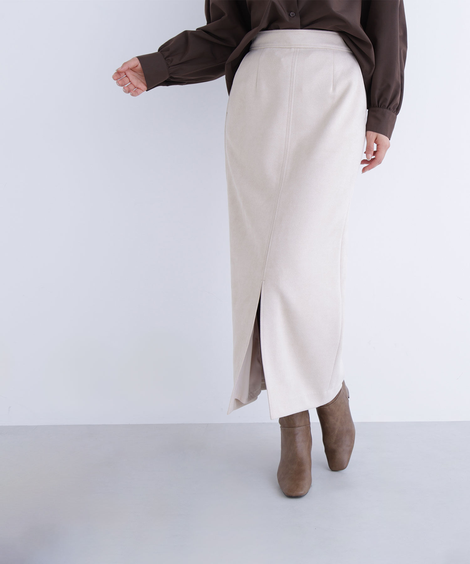  「フェイクスエードシリーズ スリットスカート」|スカート|