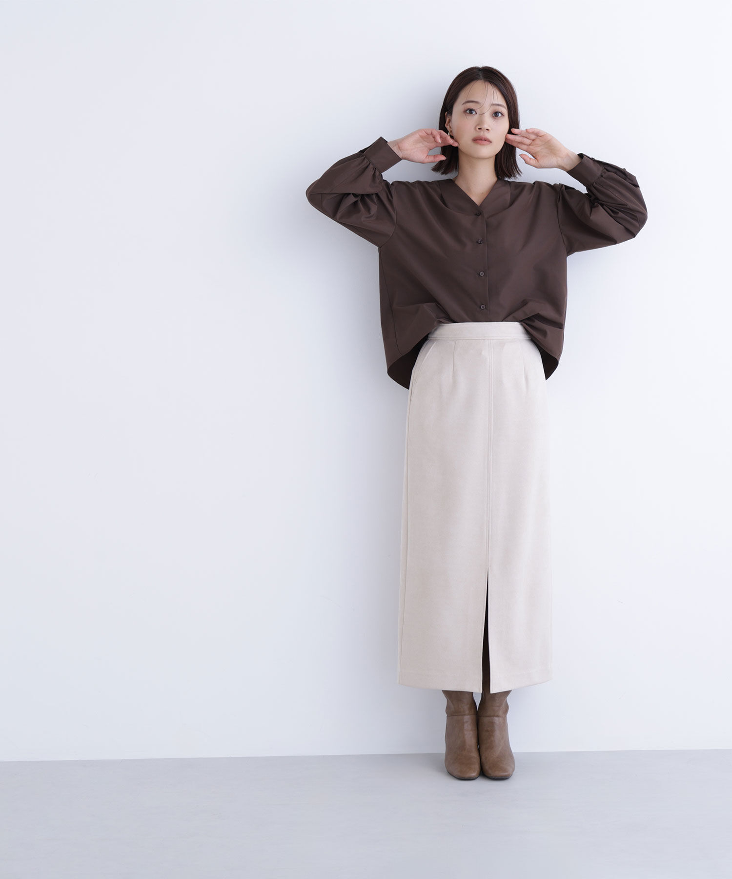  「フェイクスエードシリーズ スリットスカート」|スカート|