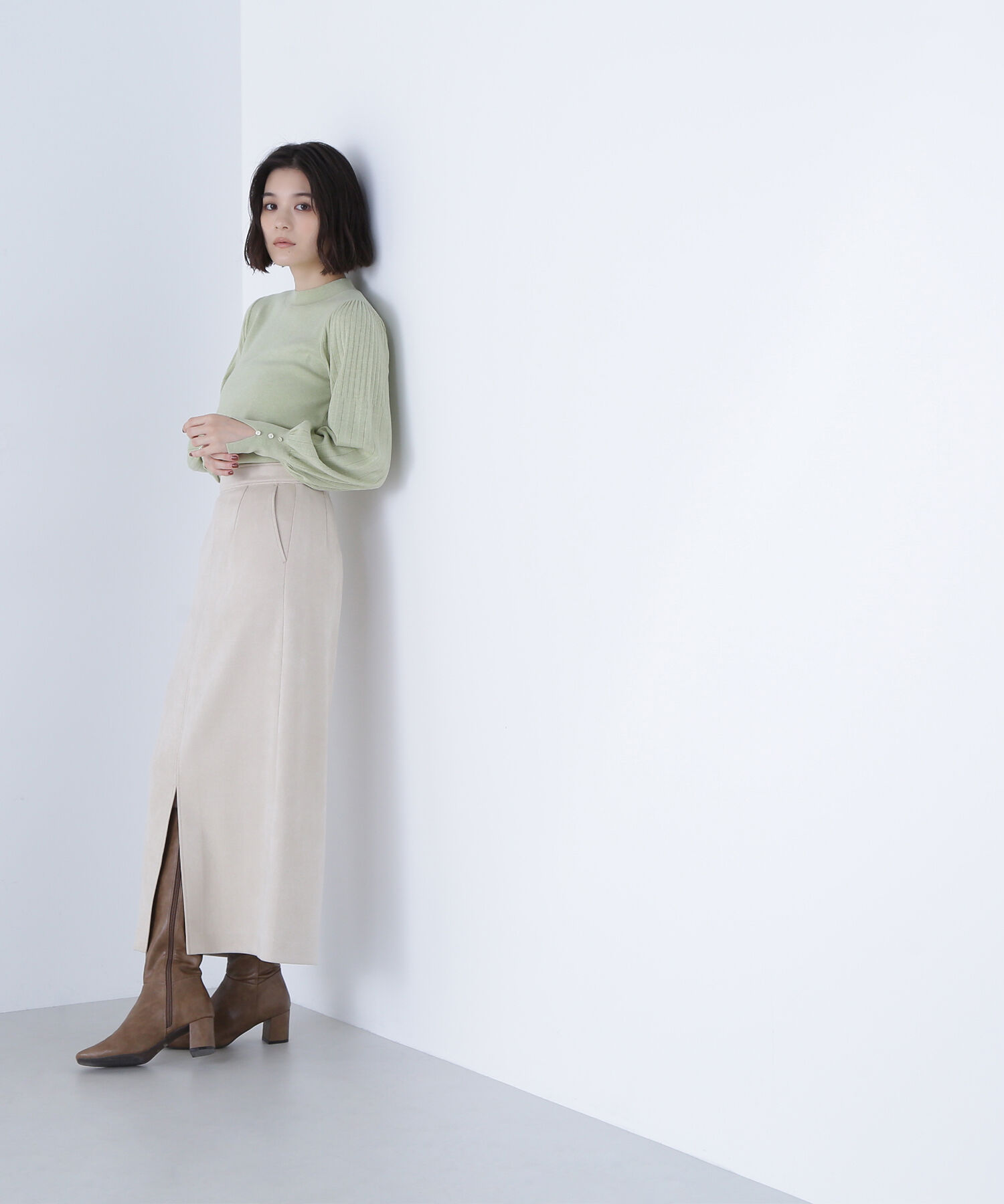  「フェイクスエードシリーズ スリットスカート」|スカート|