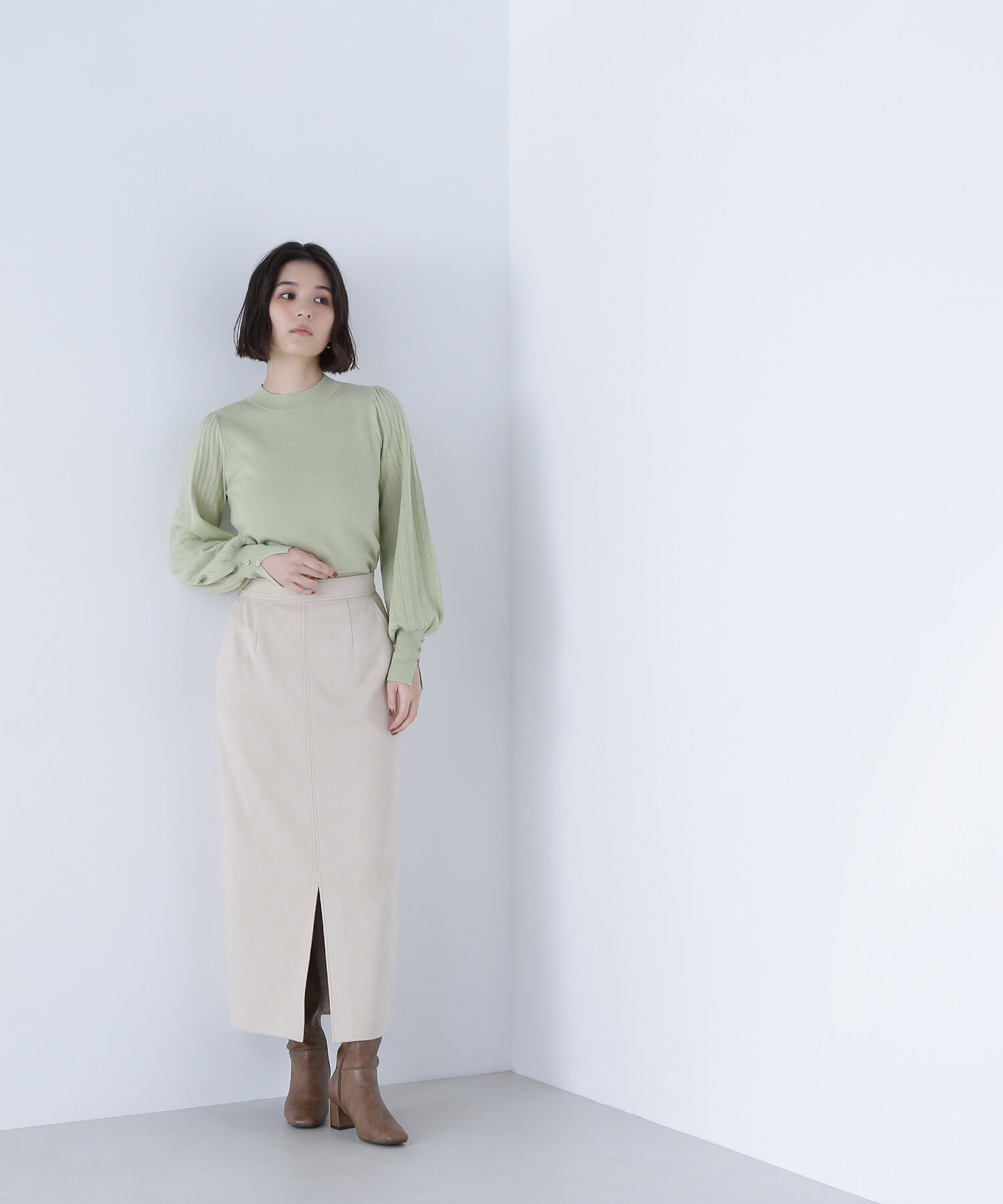  「フェイクスエードシリーズ スリットスカート」|スカート|