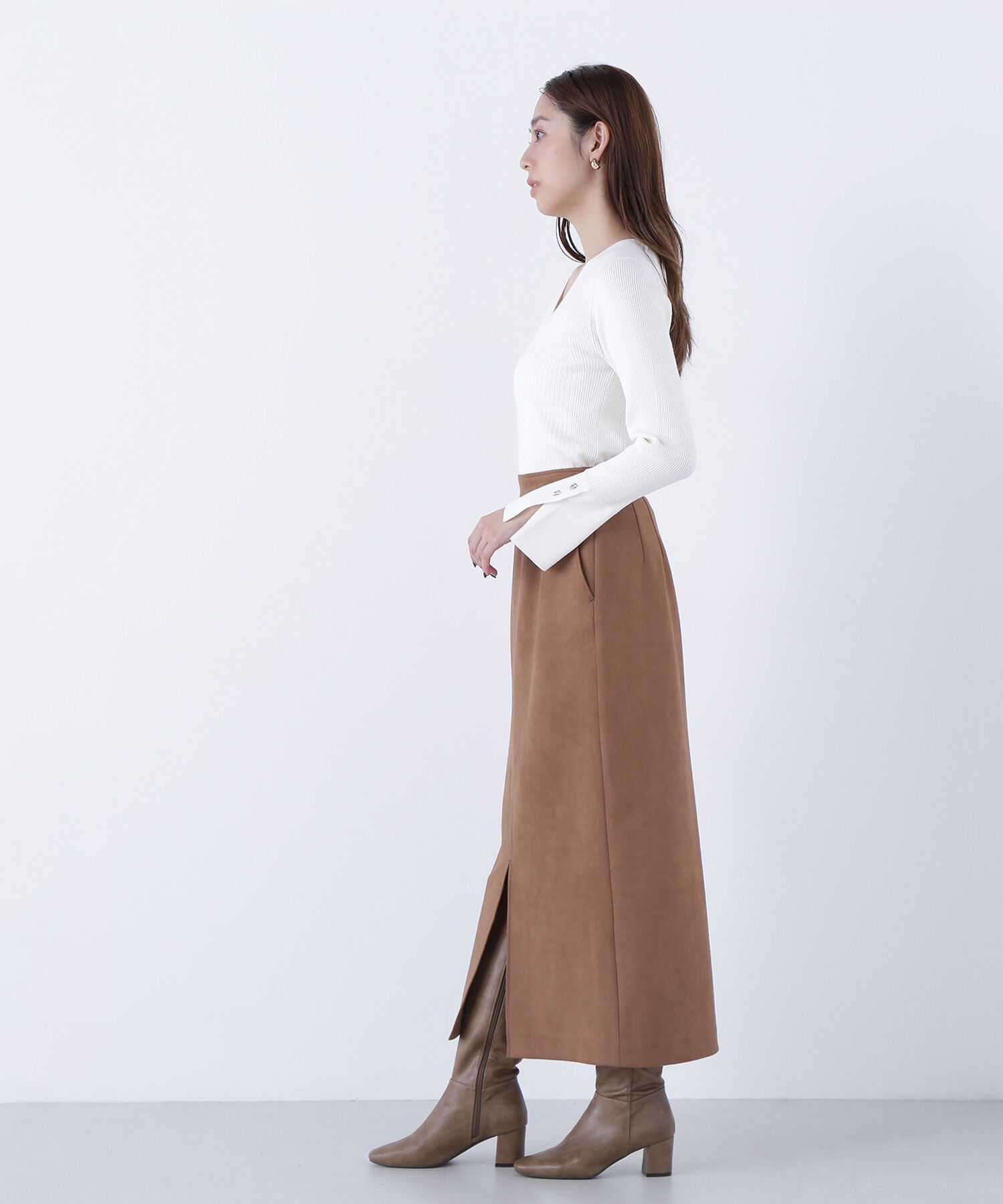  「フェイクスエードシリーズ スリットスカート」|スカート|