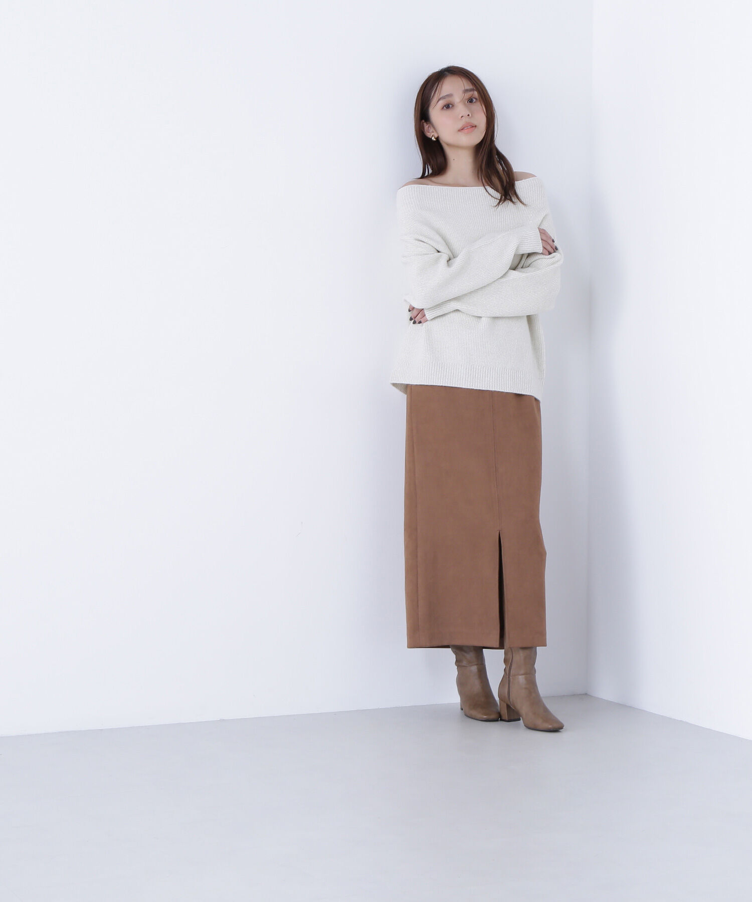  「フェイクスエードシリーズ スリットスカート」|スカート|