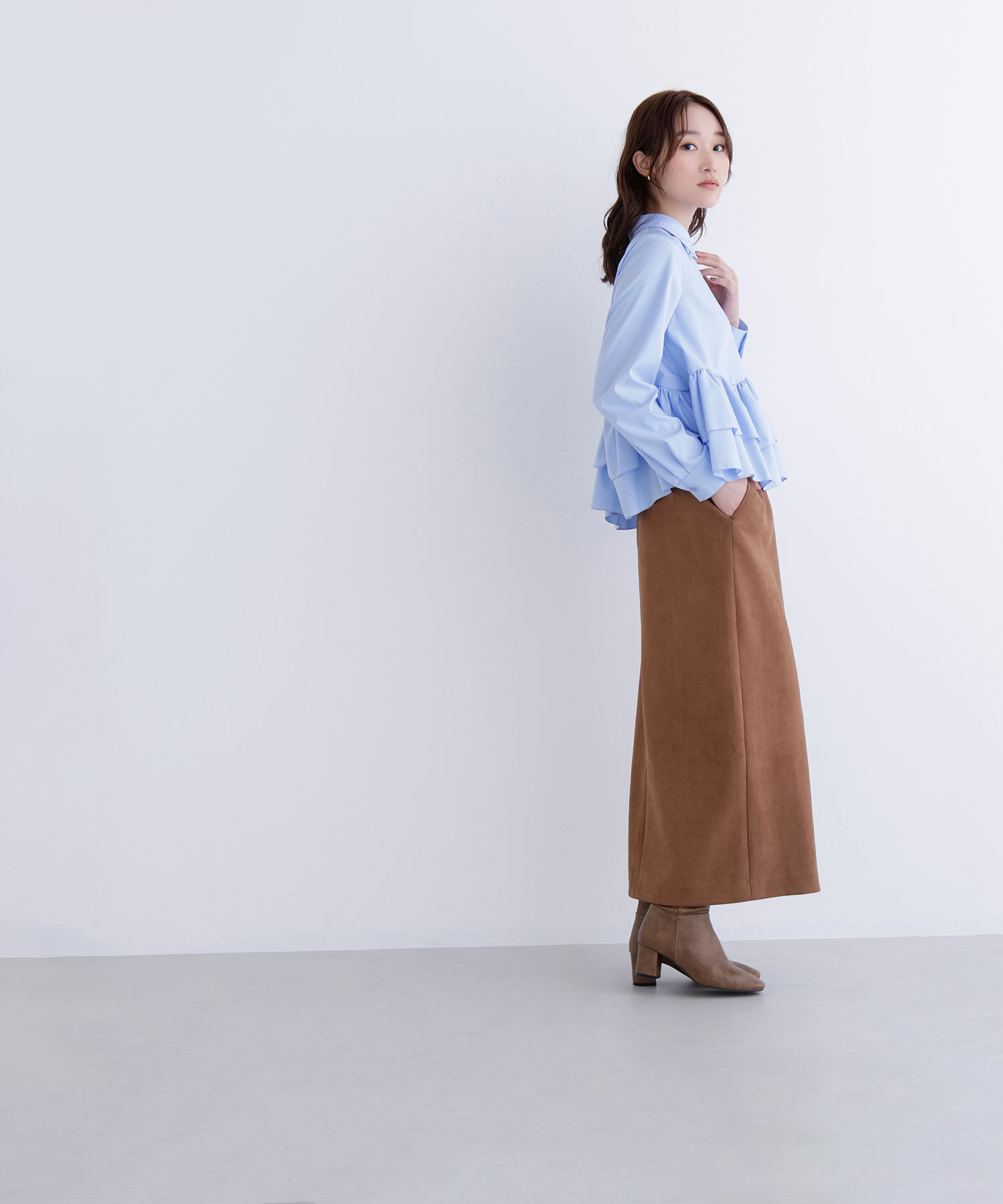  「フェイクスエードシリーズ スリットスカート」|スカート|