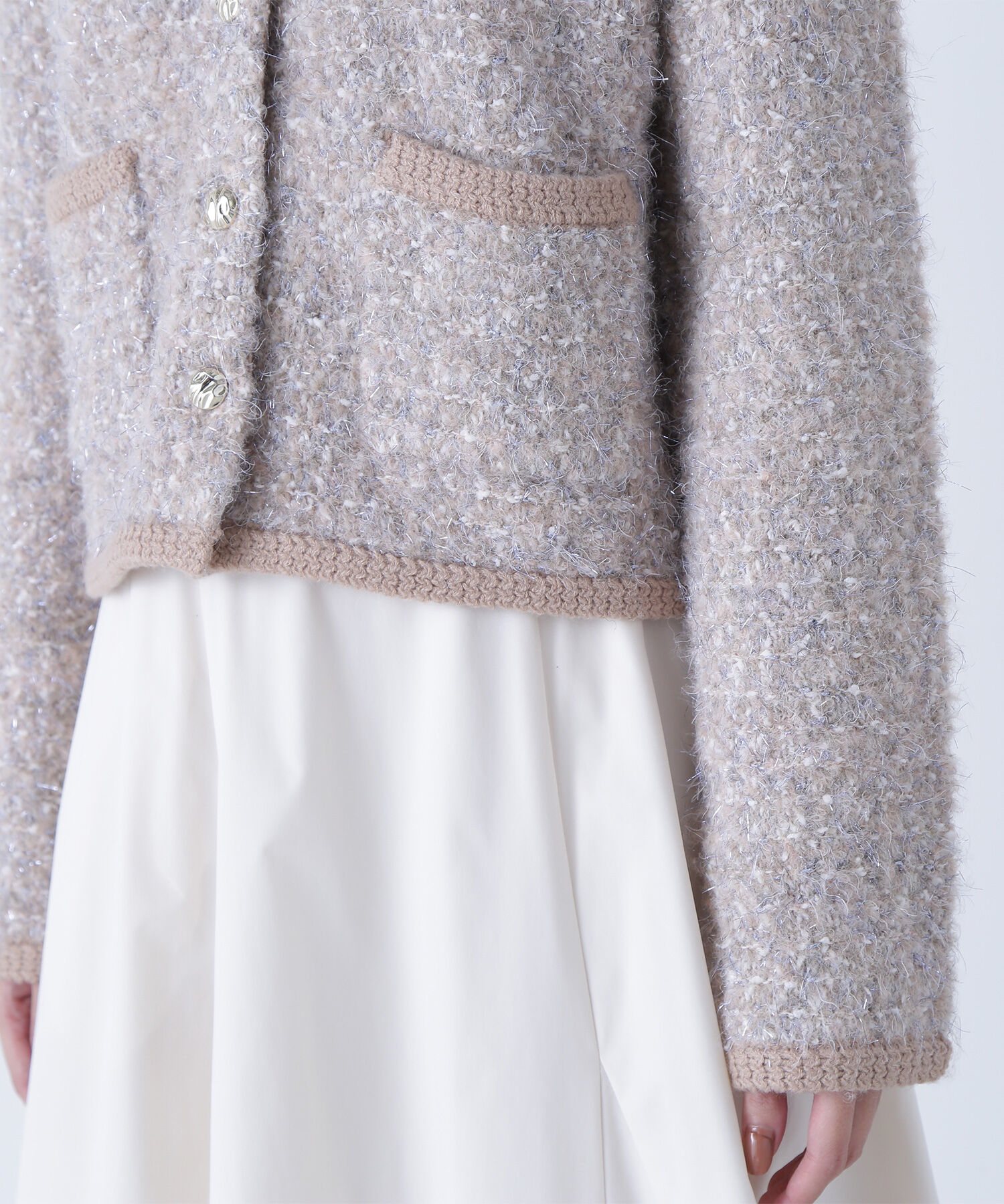  「ラメツイードニットジャケット」|ニット・セーター|