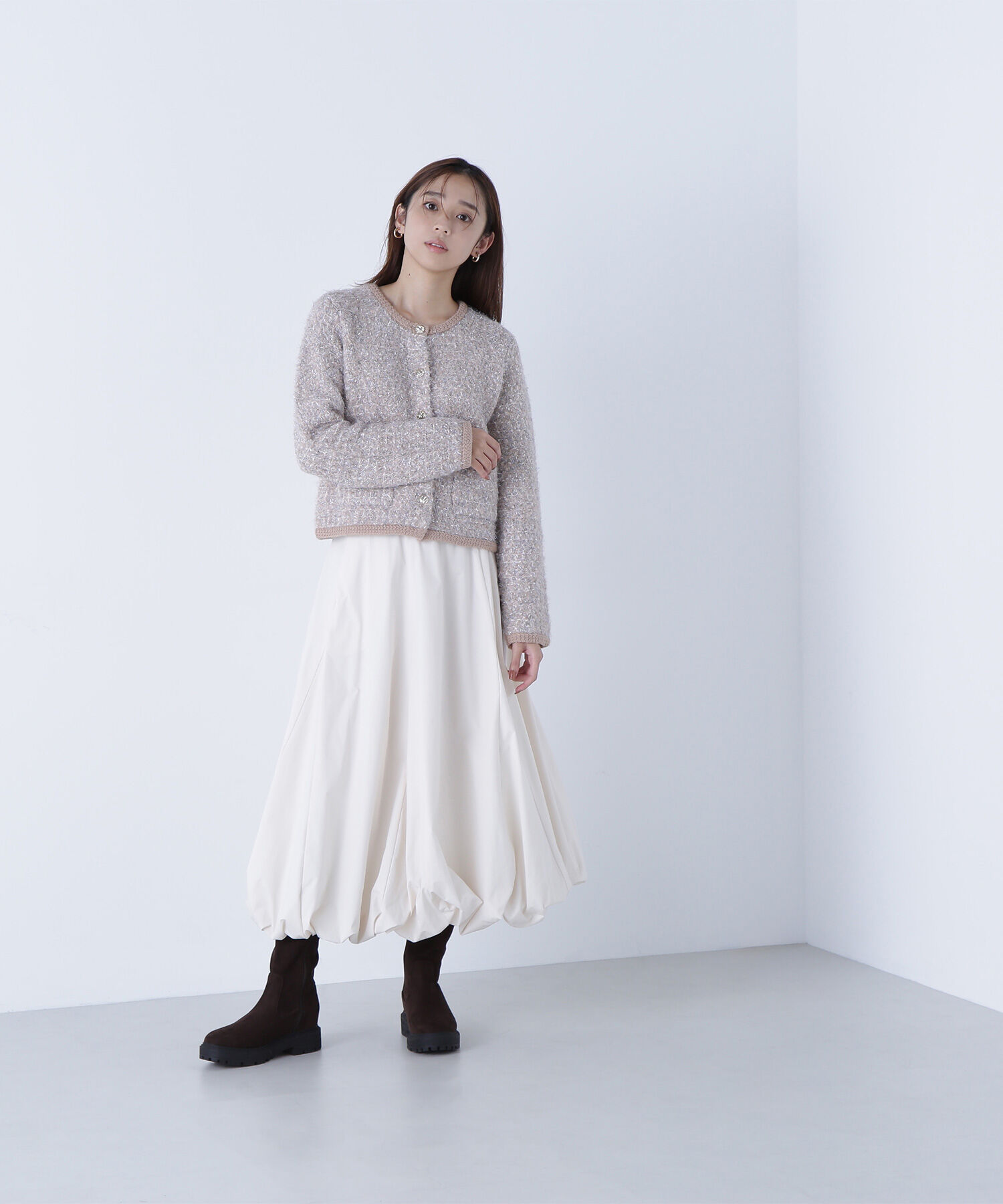  「ラメツイードニットジャケット」|ニット・セーター|