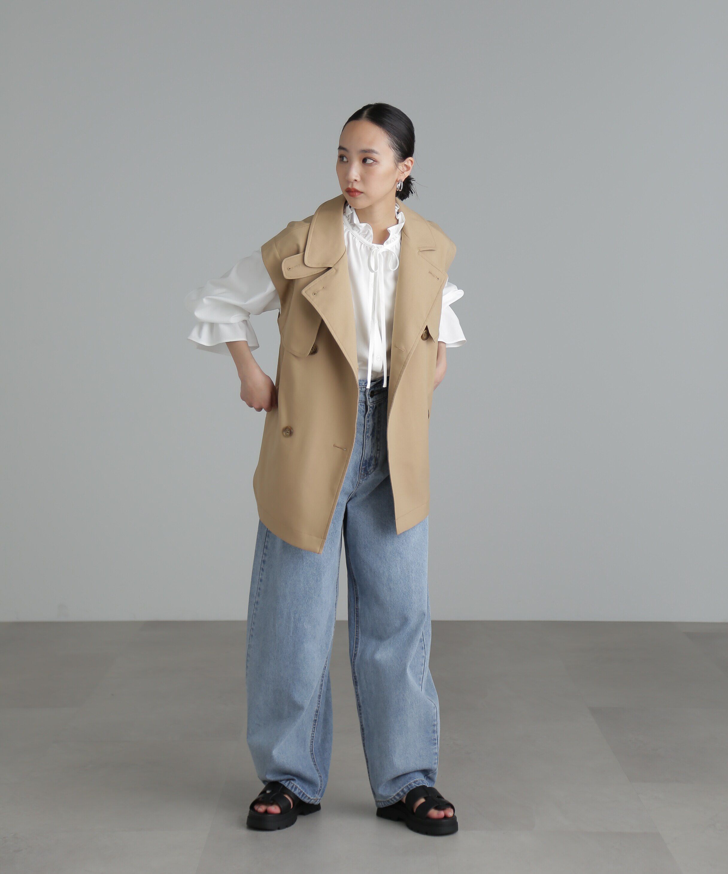  「袖取り外し2Wayミドル丈トレンチコート」|その他|