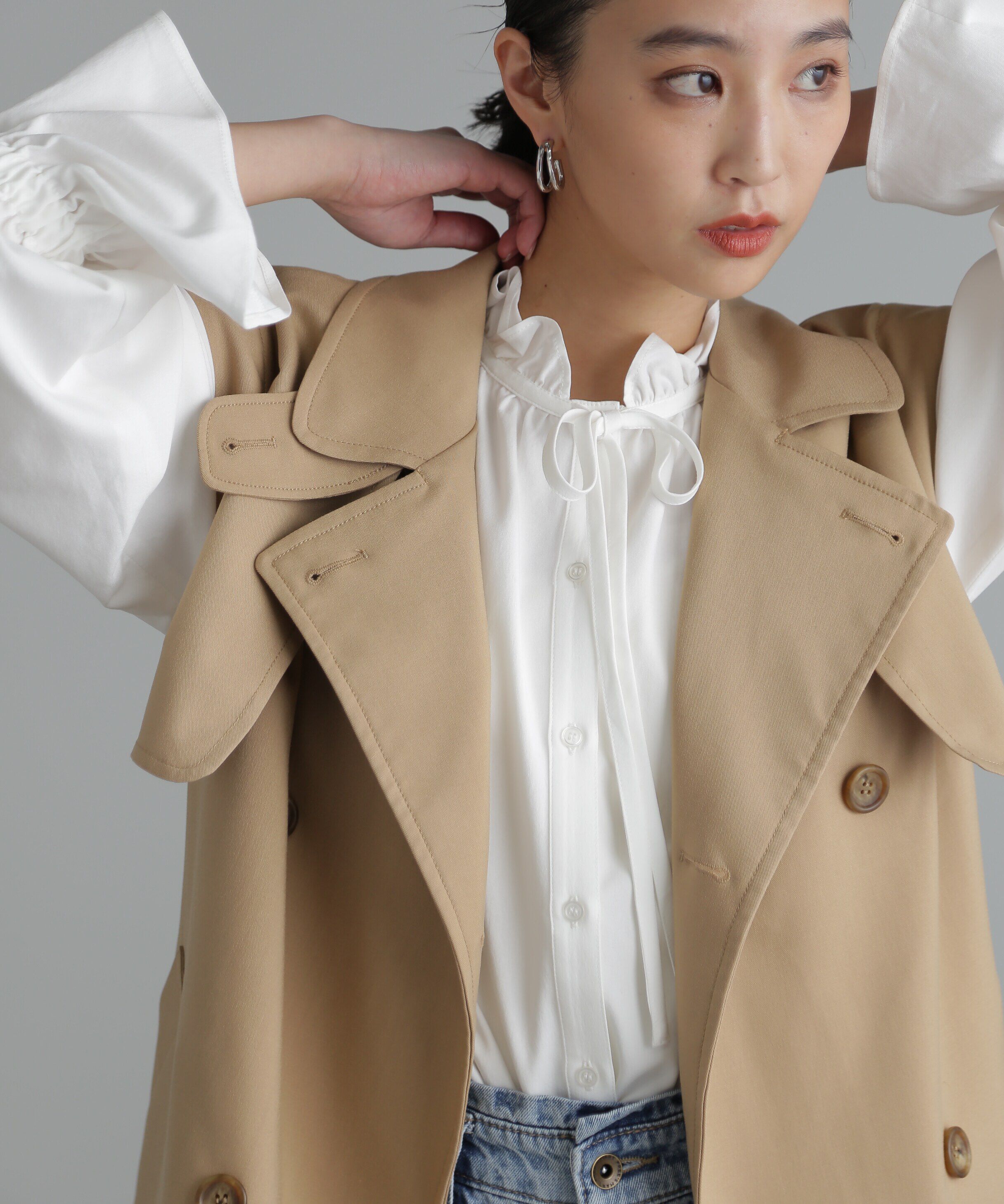  「袖取り外し2Wayミドル丈トレンチコート」|その他|