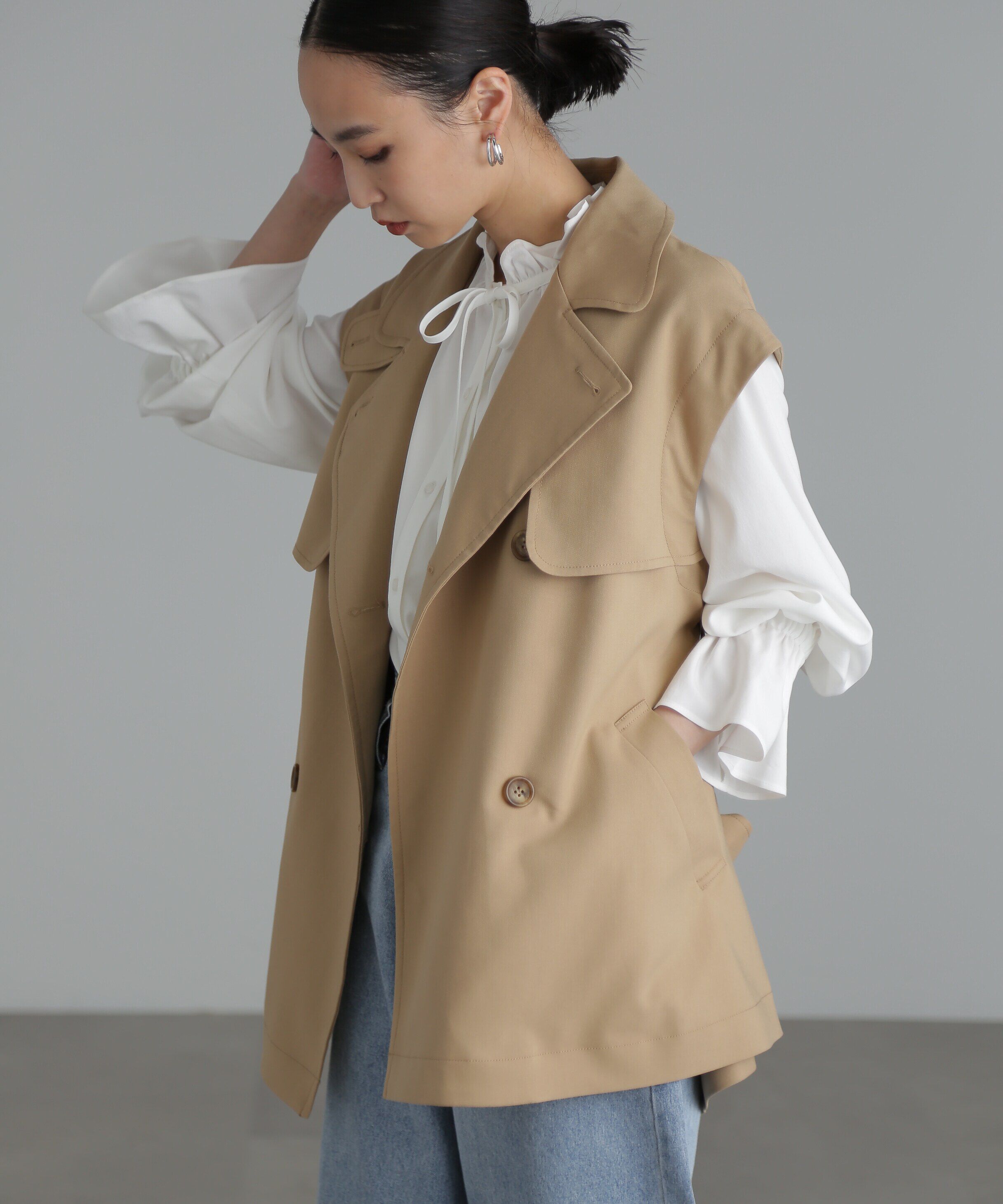  「袖取り外し2Wayミドル丈トレンチコート」|その他|