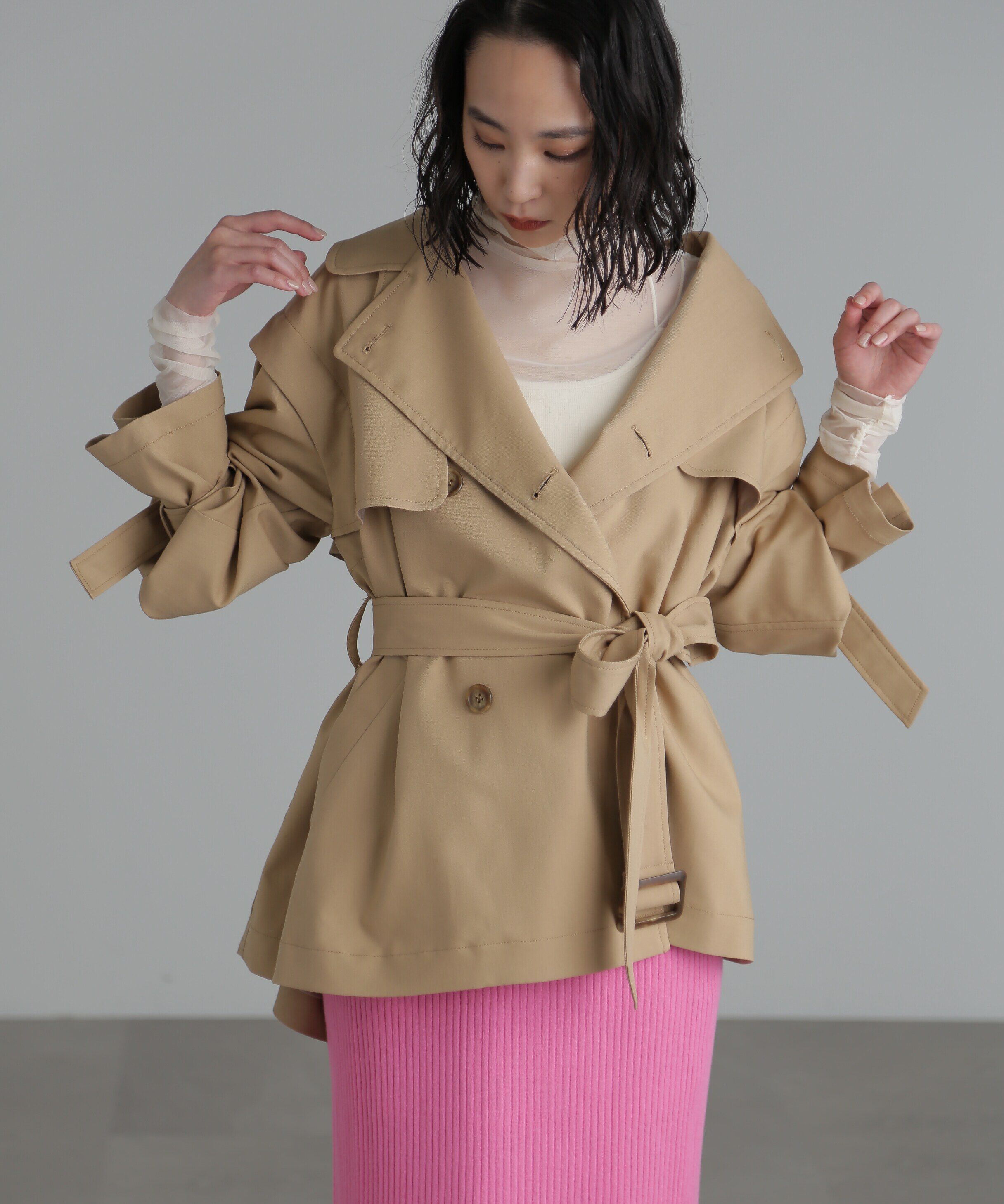  「袖取り外し2Wayミドル丈トレンチコート」|その他|