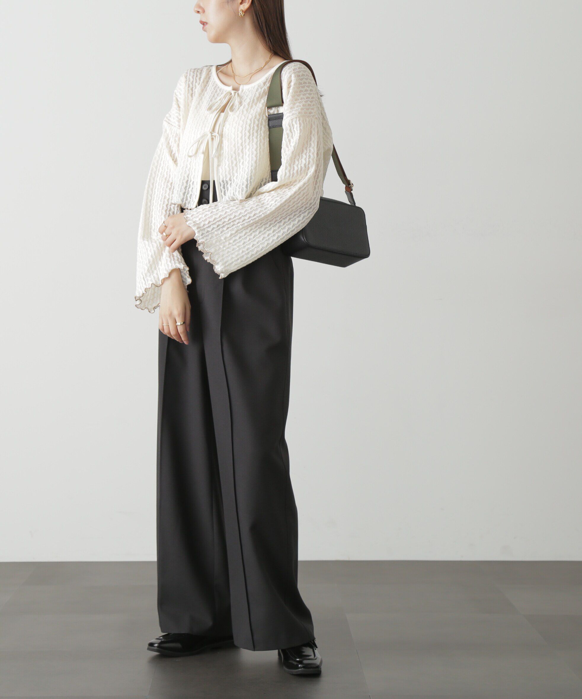  「ウエストベルト折り返しタックワイドパンツ」|その他|