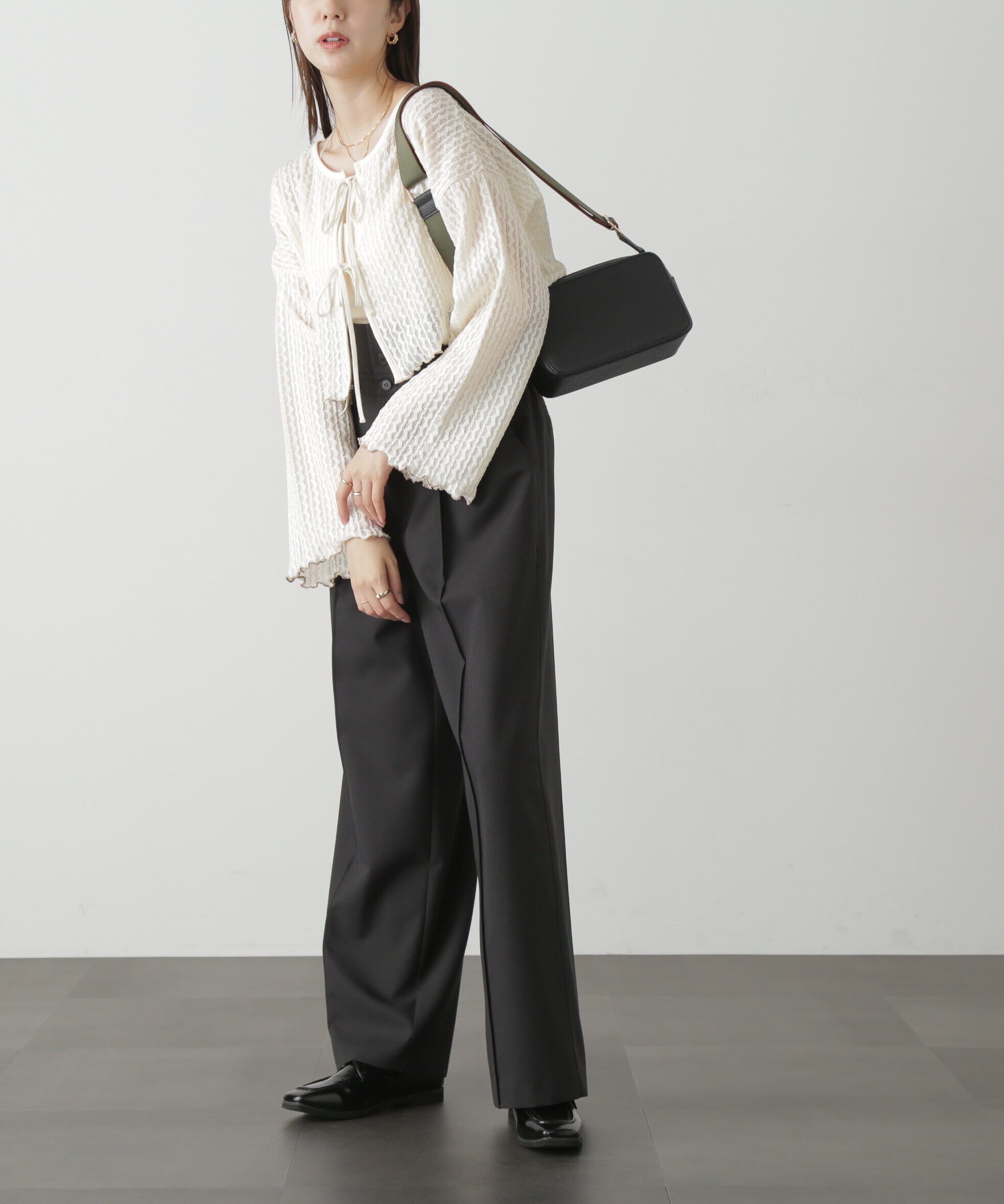  「ウエストベルト折り返しタックワイドパンツ」|その他|