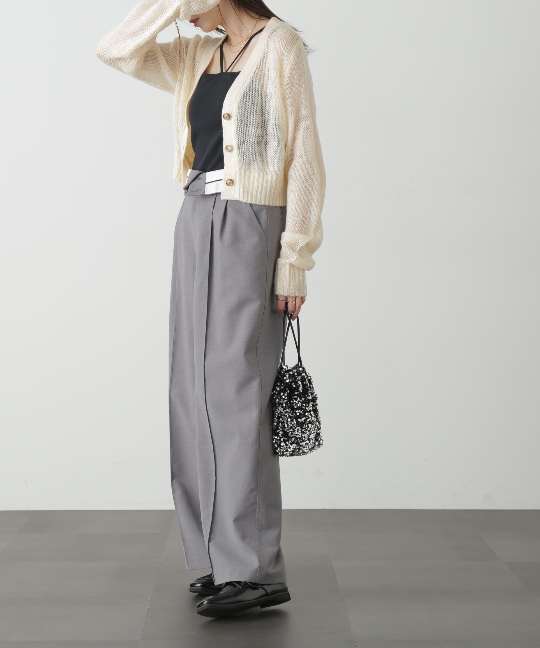  「ウエストベルト折り返しタックワイドパンツ」|その他|