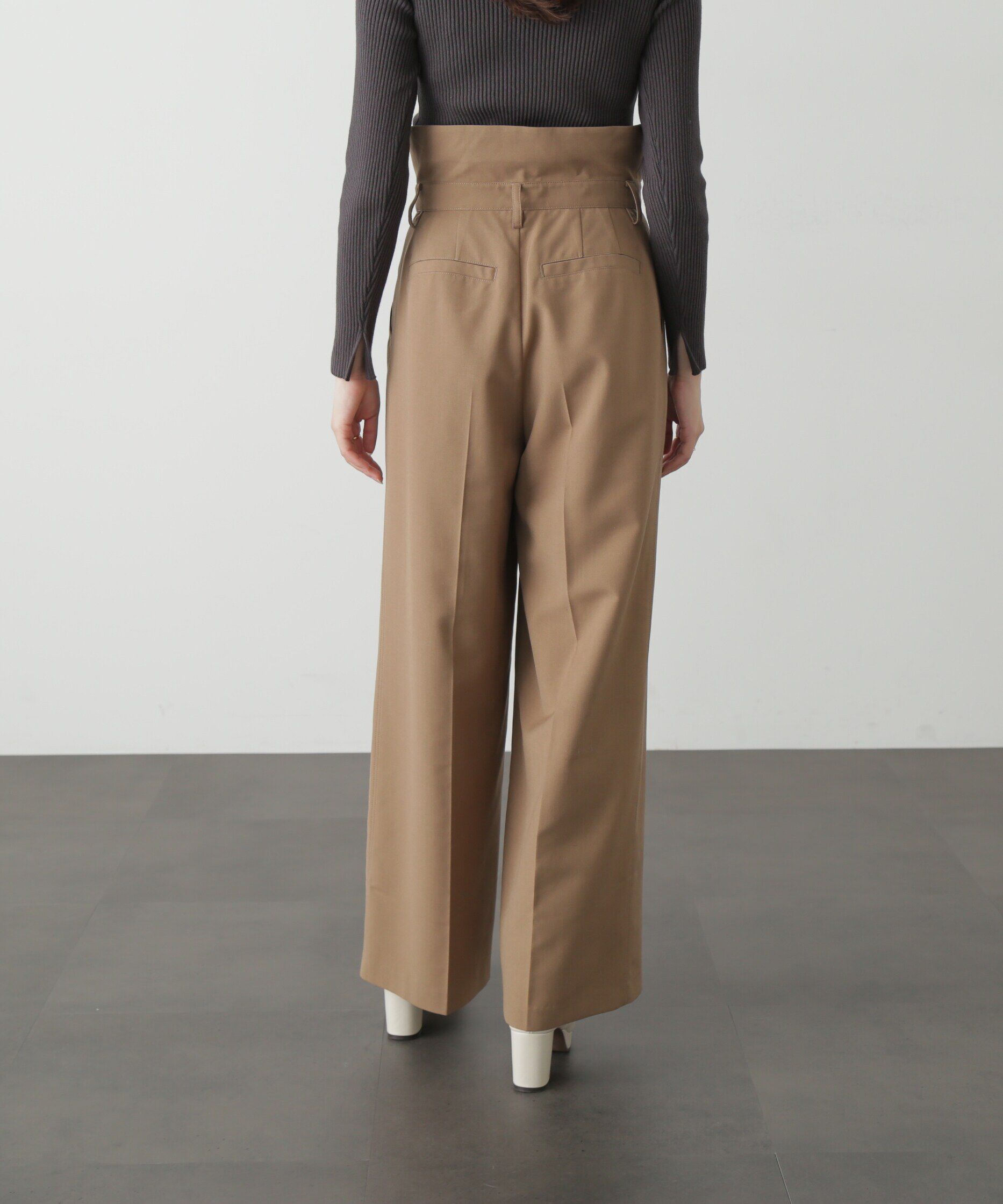  「ウエストベルト折り返しタックワイドパンツ」|その他|
