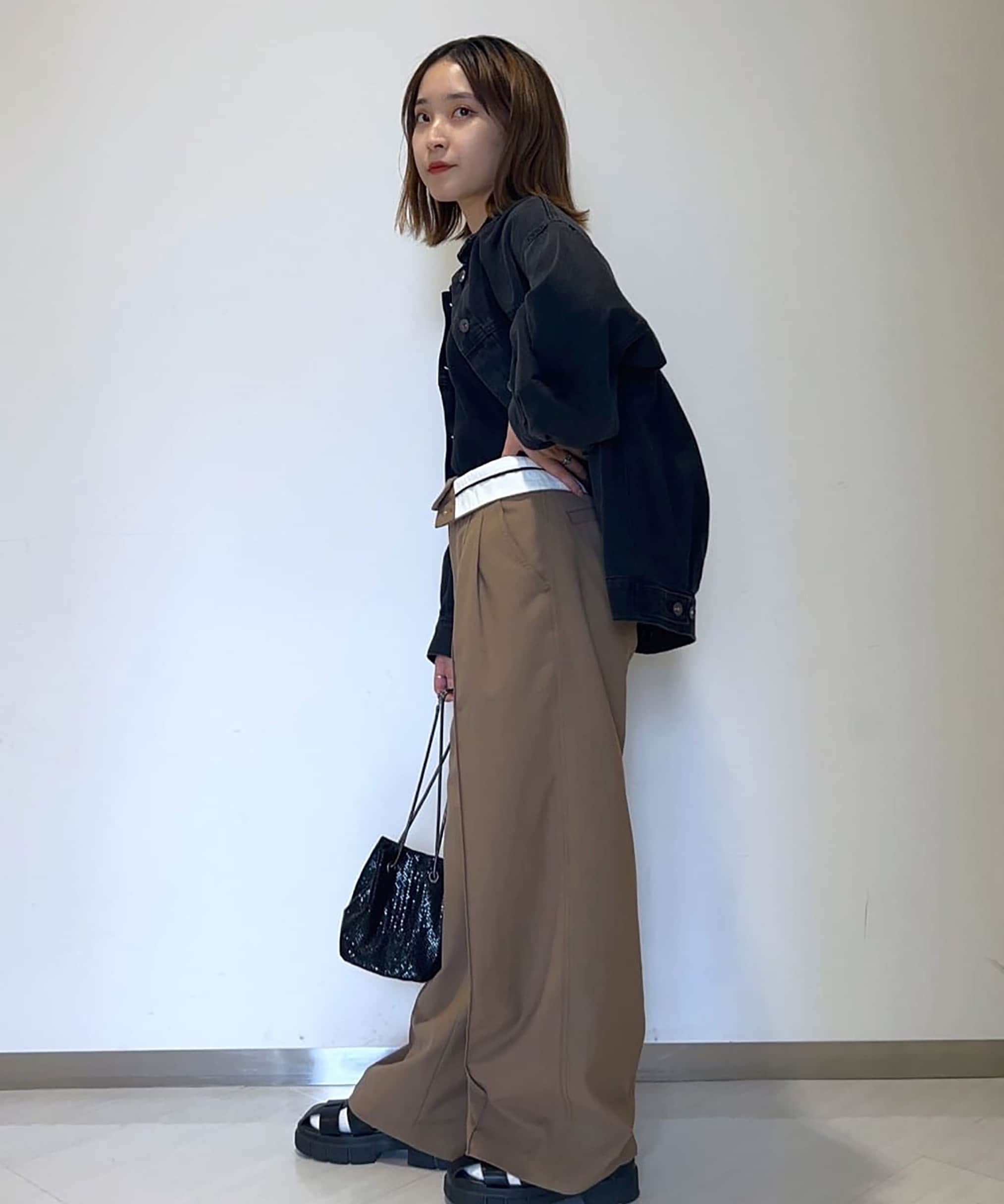  「ウエストベルト折り返しタックワイドパンツ」|その他|