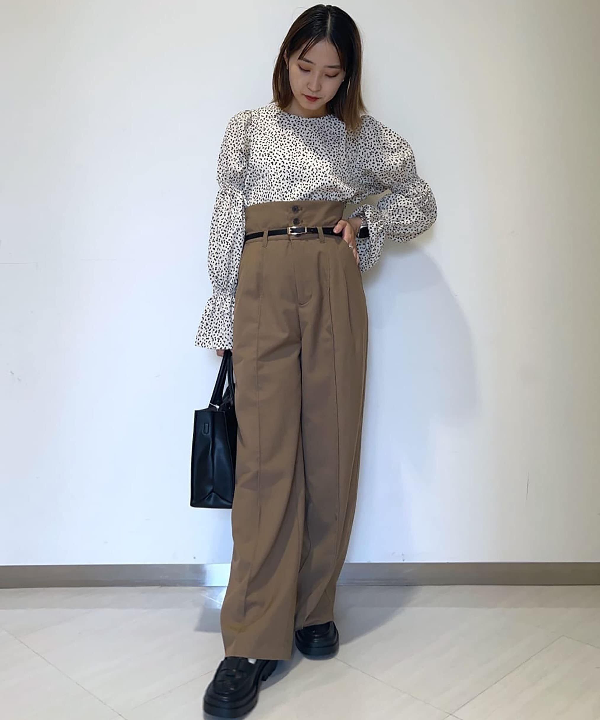  「ウエストベルト折り返しタックワイドパンツ」|その他|