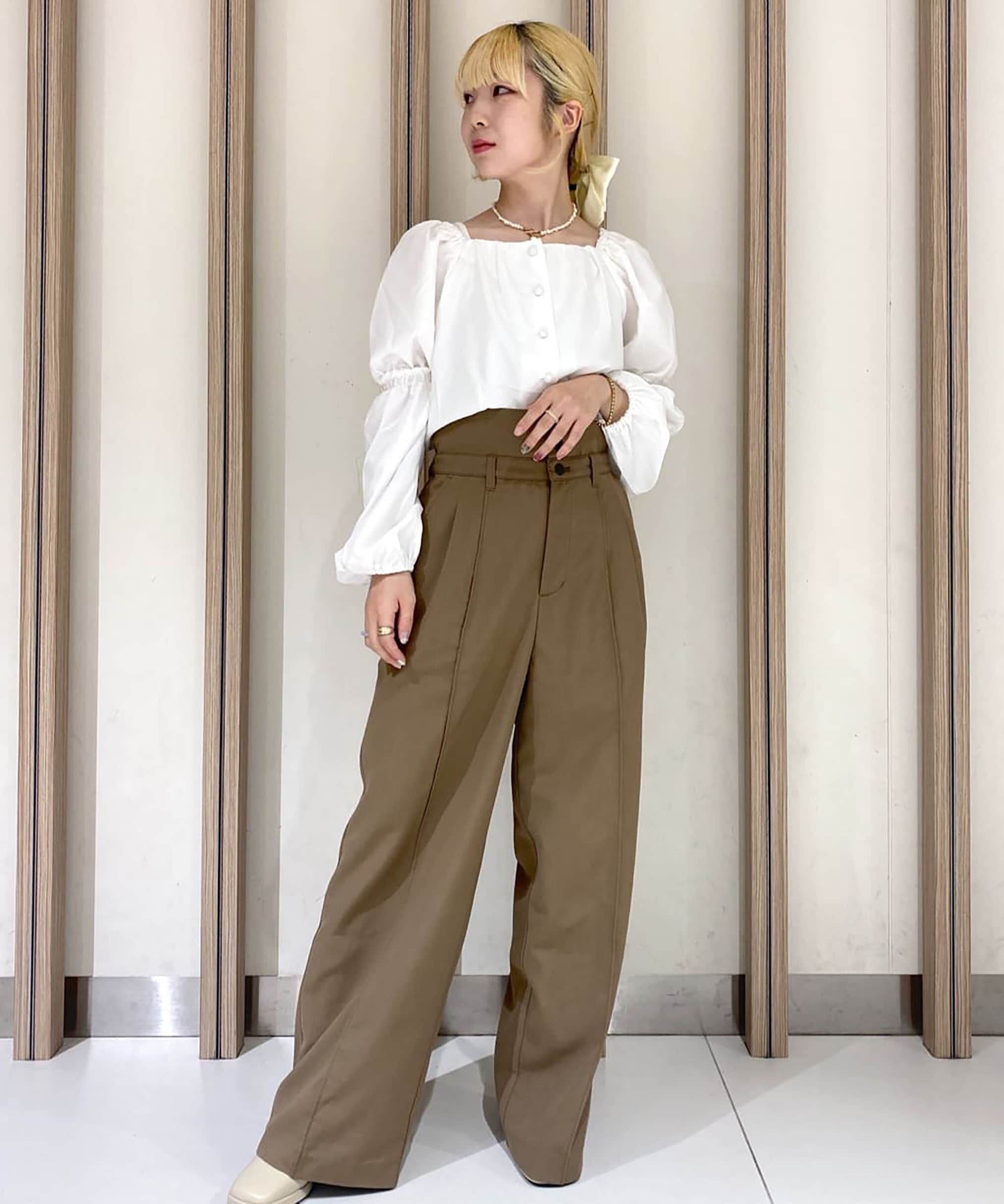  「ウエストベルト折り返しタックワイドパンツ」|その他|