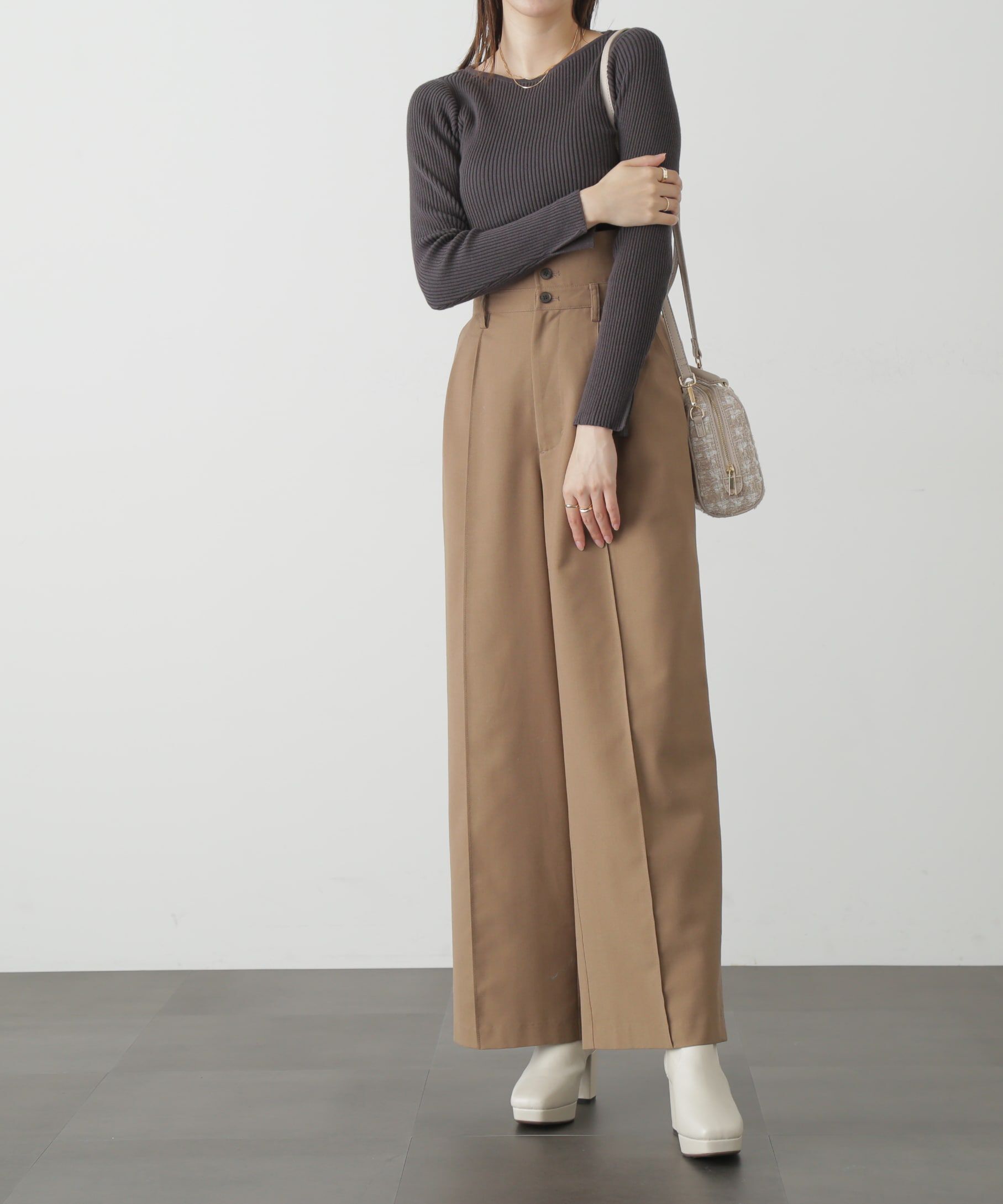  「ウエストベルト折り返しタックワイドパンツ」|その他|