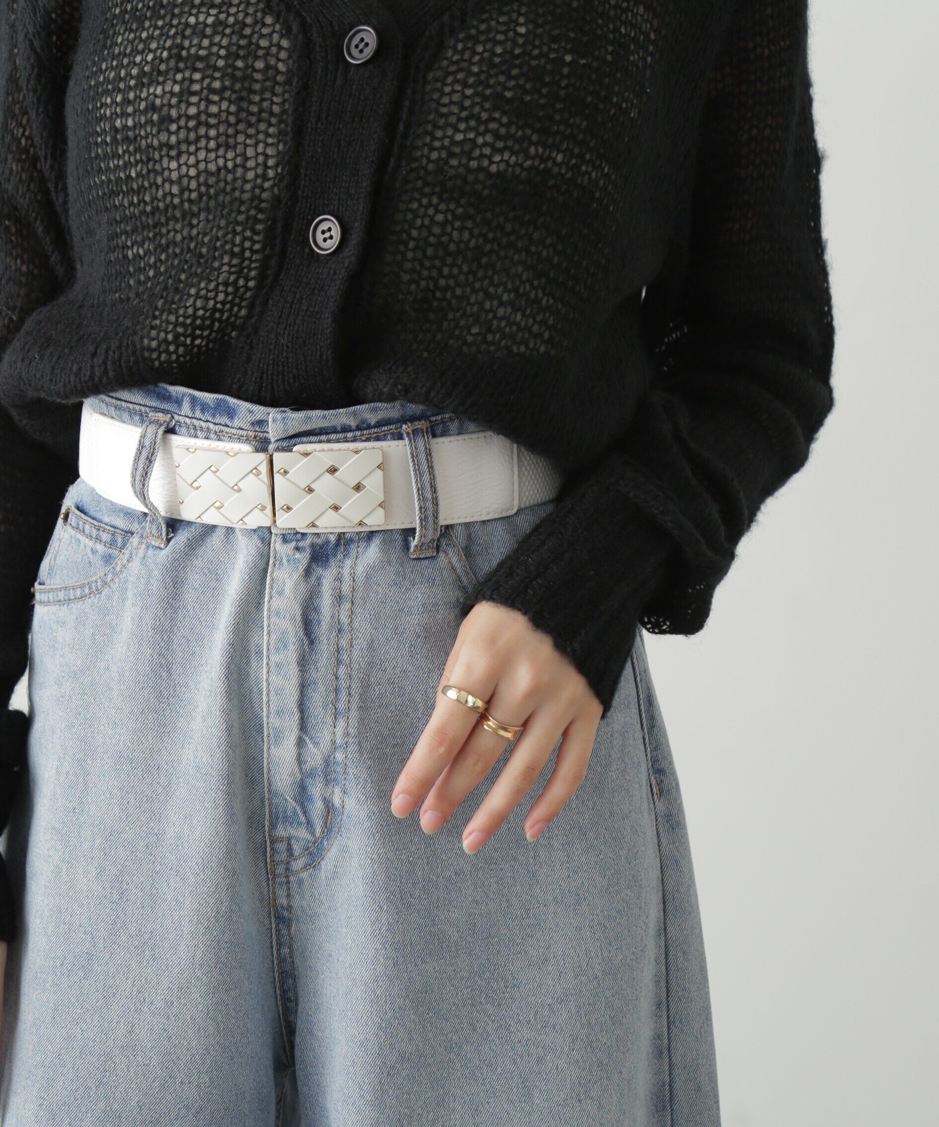  「メッシュバックルゴムベルト」|ハンカチ|ホワイト