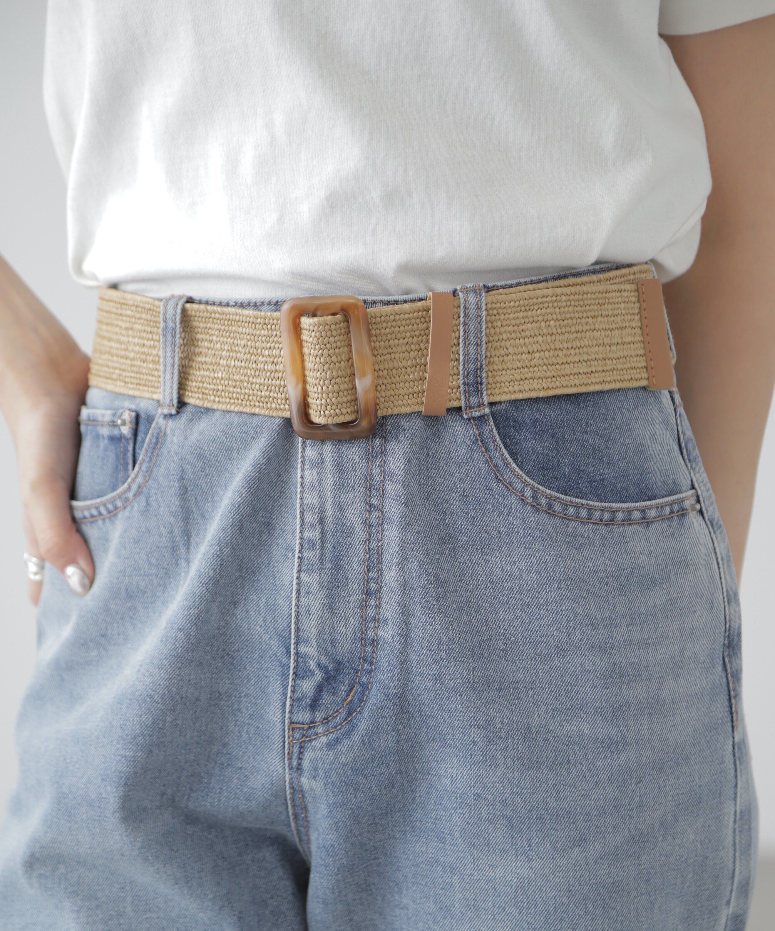  「スクエアバックルゴムベルト」|ハンカチ|