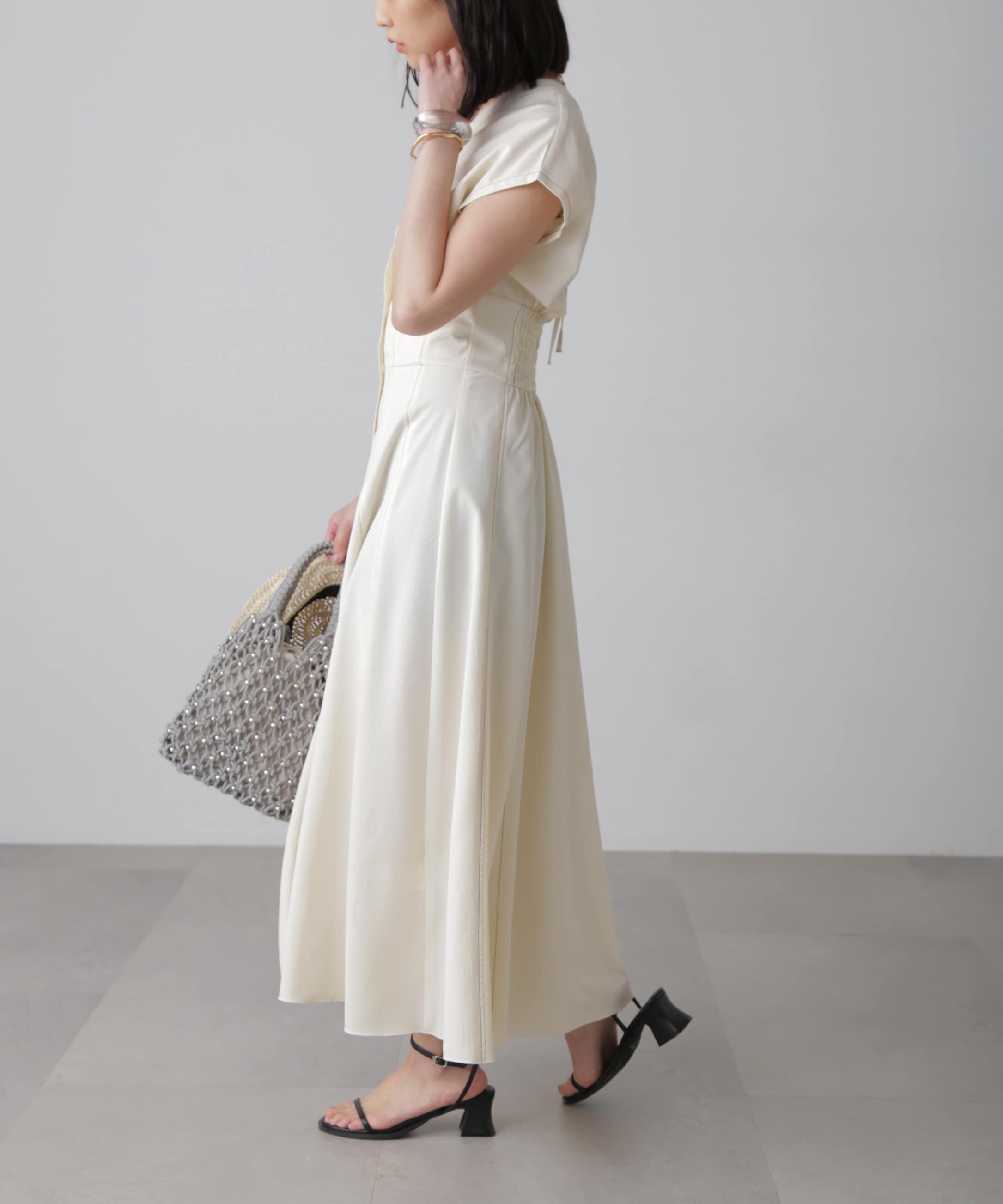  「ウエストシェイプ配色ステッチワンピース」|ワンピース|