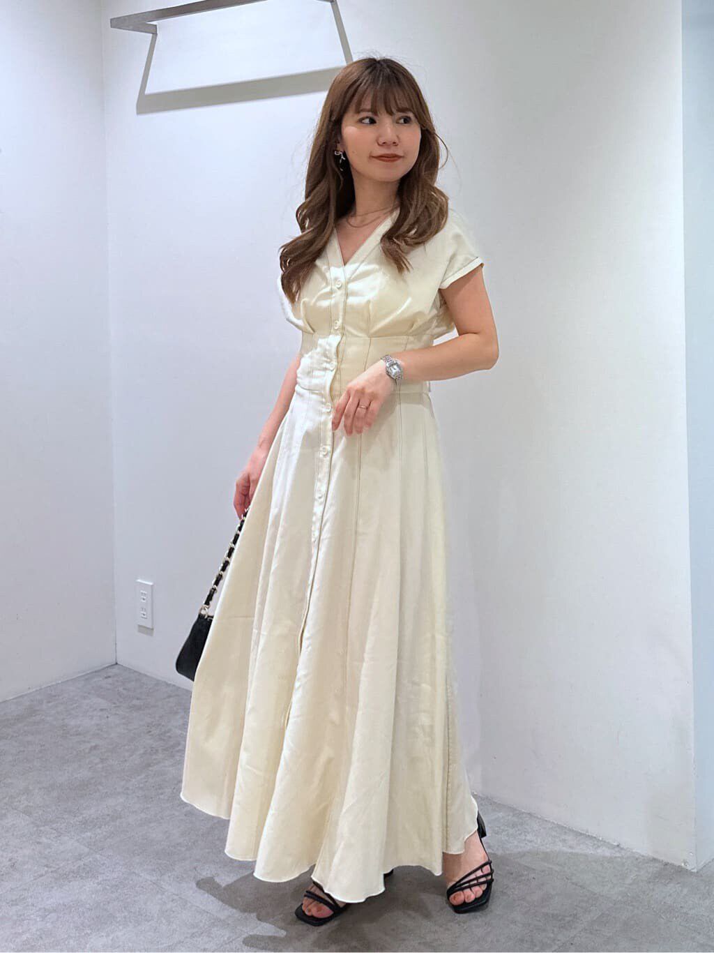  「ウエストシェイプ配色ステッチワンピース」|ワンピース|