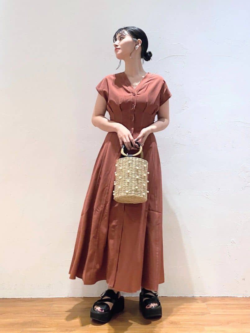  「ウエストシェイプ配色ステッチワンピース」|ワンピース|